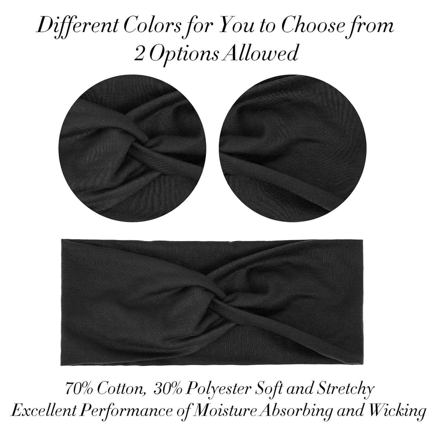 2er Set Schwarze Stirnbänder Damen Haaraccessoires Yoga Turban