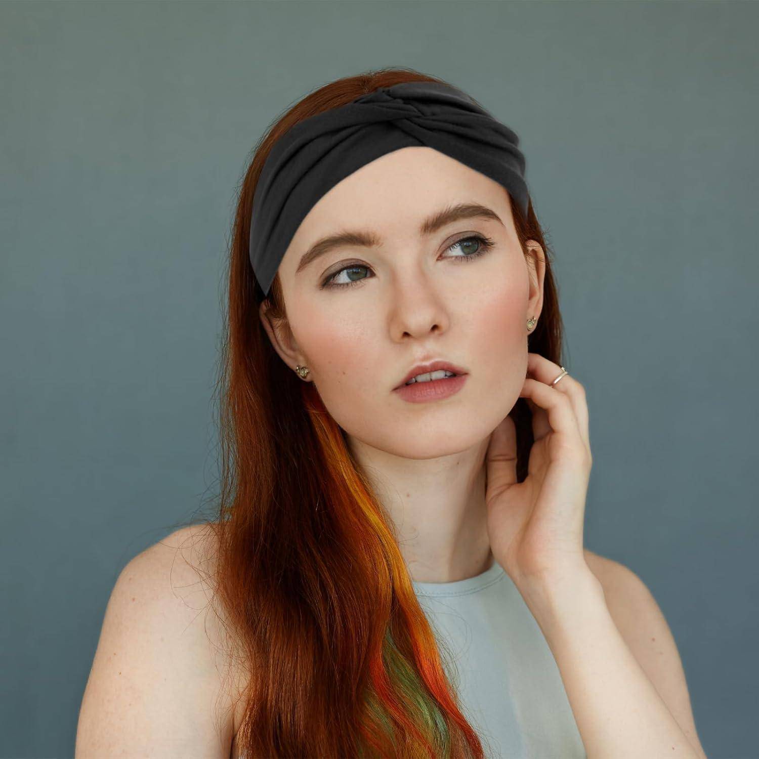 2er Set Schwarze Stirnbänder Damen Haaraccessoires Yoga Turban