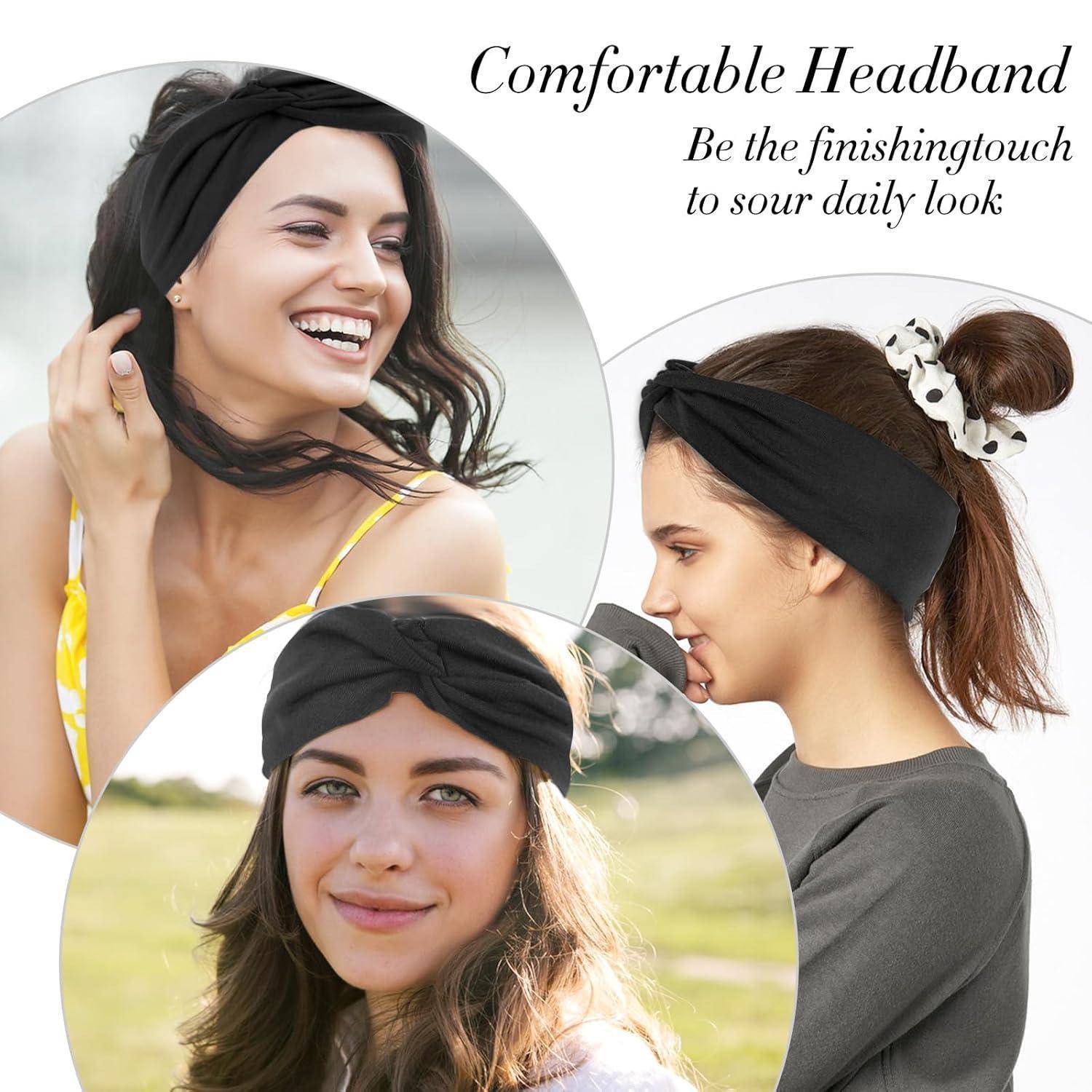 2er Set Schwarze Stirnbänder Damen Haaraccessoires Yoga Turban