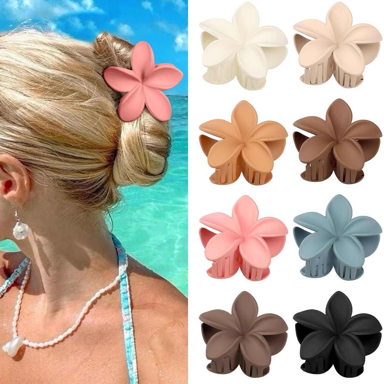 Blumen Haarklammern Groß 8 Stück Damen Rutschfest Hibiskus Hair Clip