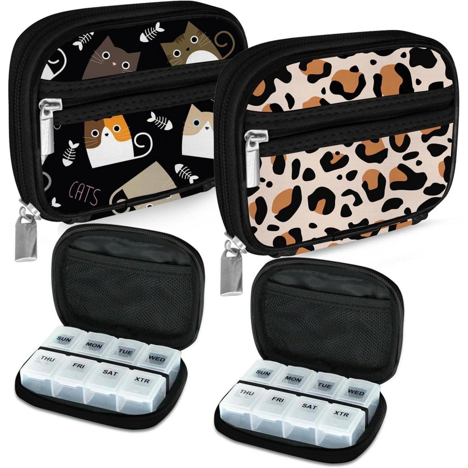 Tablettenbox 7 Tage Pillendose Reißverschluss Stofftasche