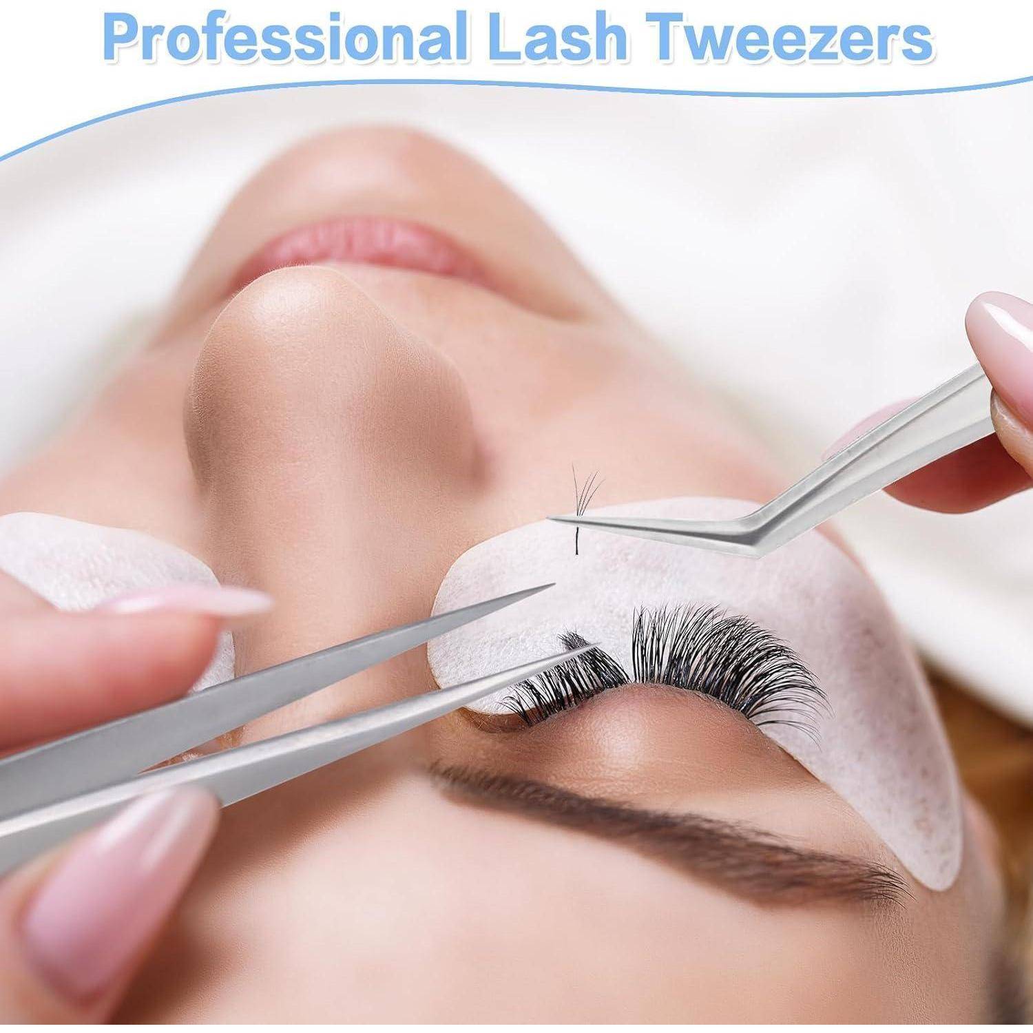 5er Edelstahl Wimpernpinzetten Set Wimpernverlängerung Nagelkunst