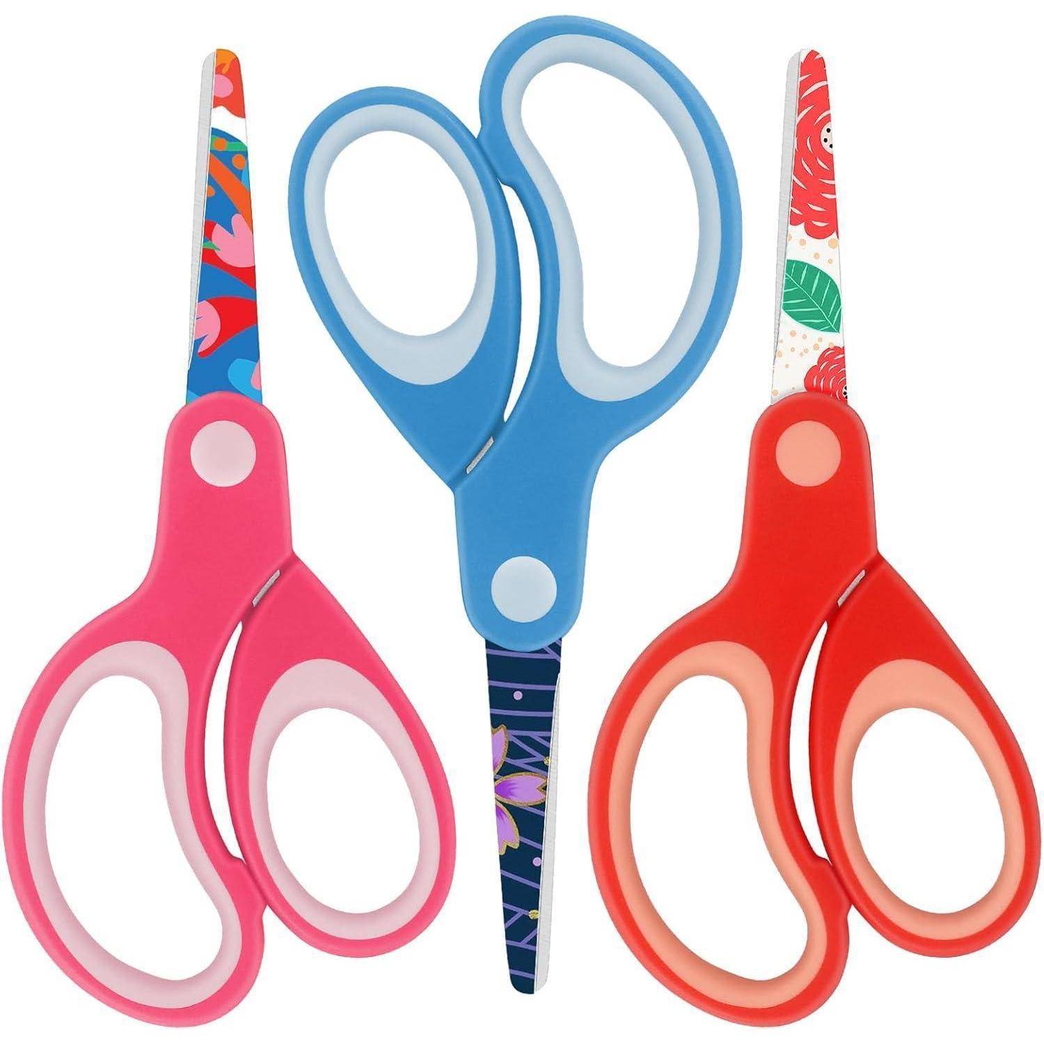 Linke Kinderschere mit stumpfer Spitze, Musterklinge, 13,5 cm, 3er Set