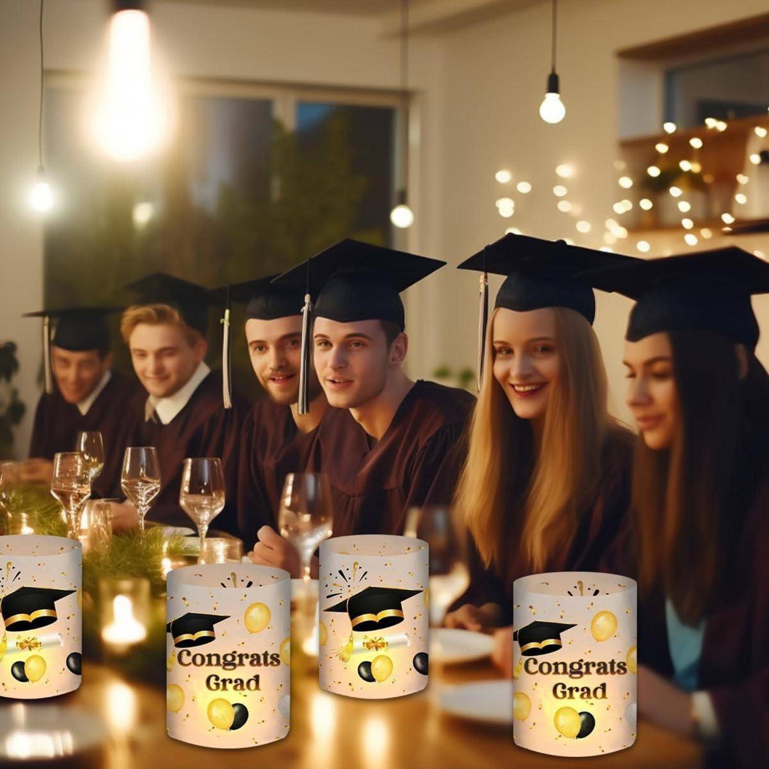 Windlicht Tischdeko Abitur 2025 Teelichter Kerzen Graduation Deko