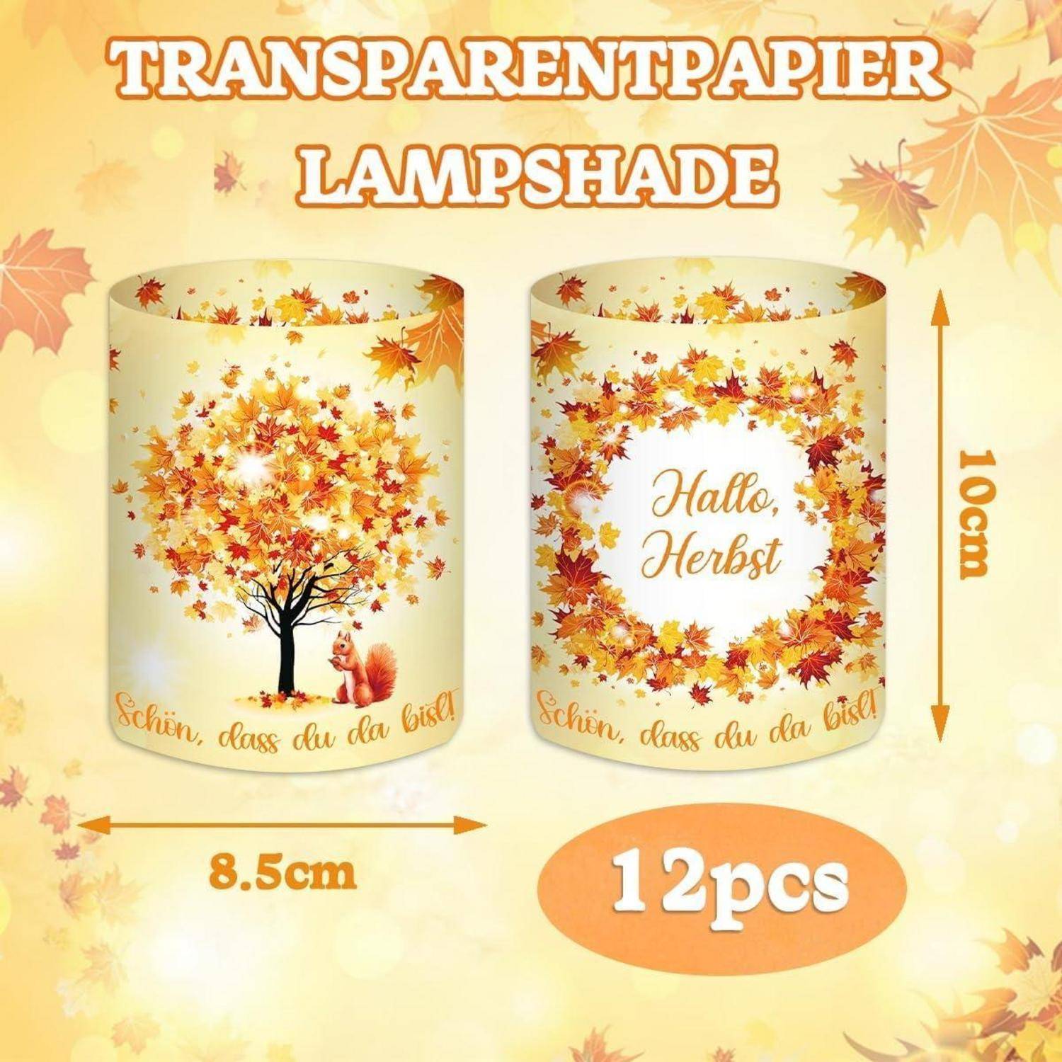 Windlicht Tischdeko Herbstblätter Teelichter Kerzen 12 Herbst Deko