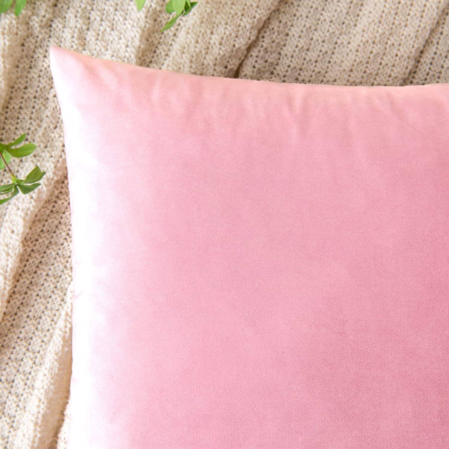 Kissenbezug Samt Dekokissen 45 x 45 cm 2 Stück A-sakura Rosa