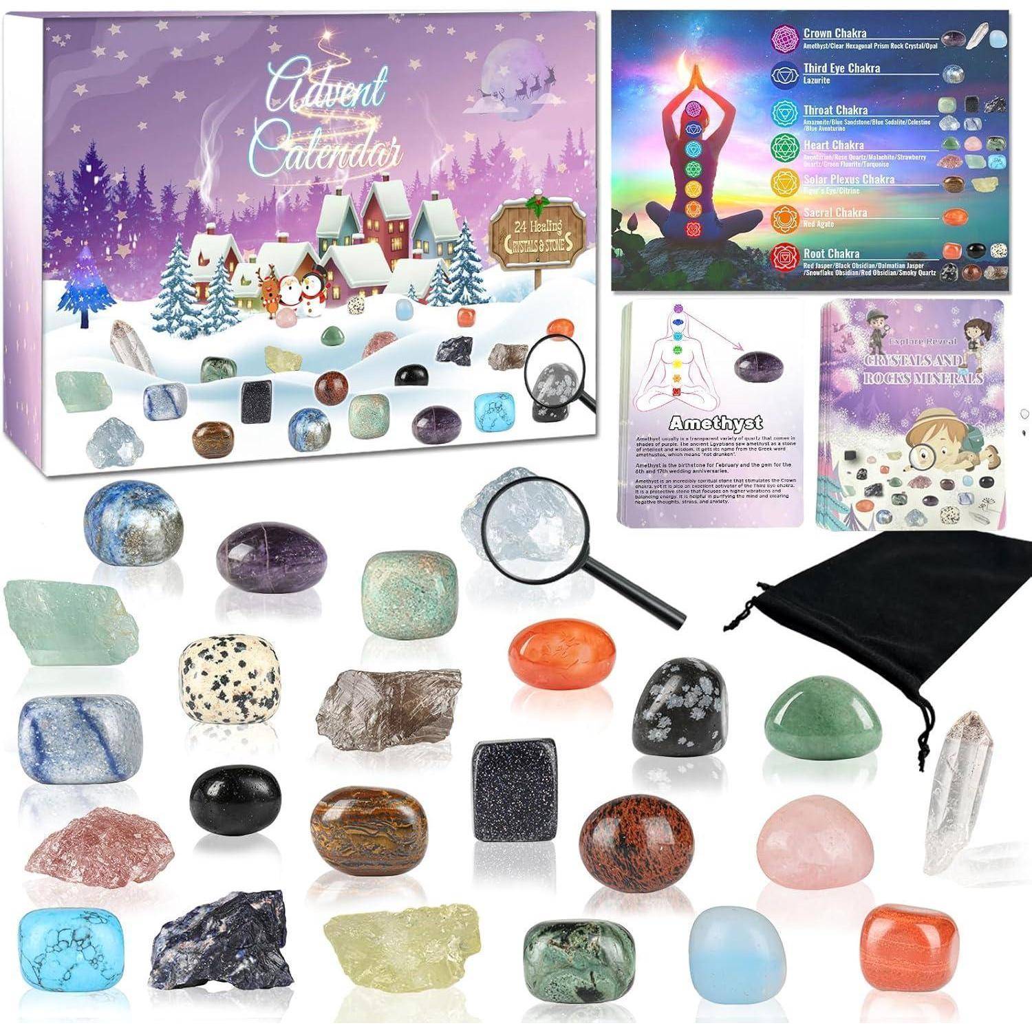 Adventskalender Kristall 2024 24 Tage Chakra Heilsteine für Erwachsene
