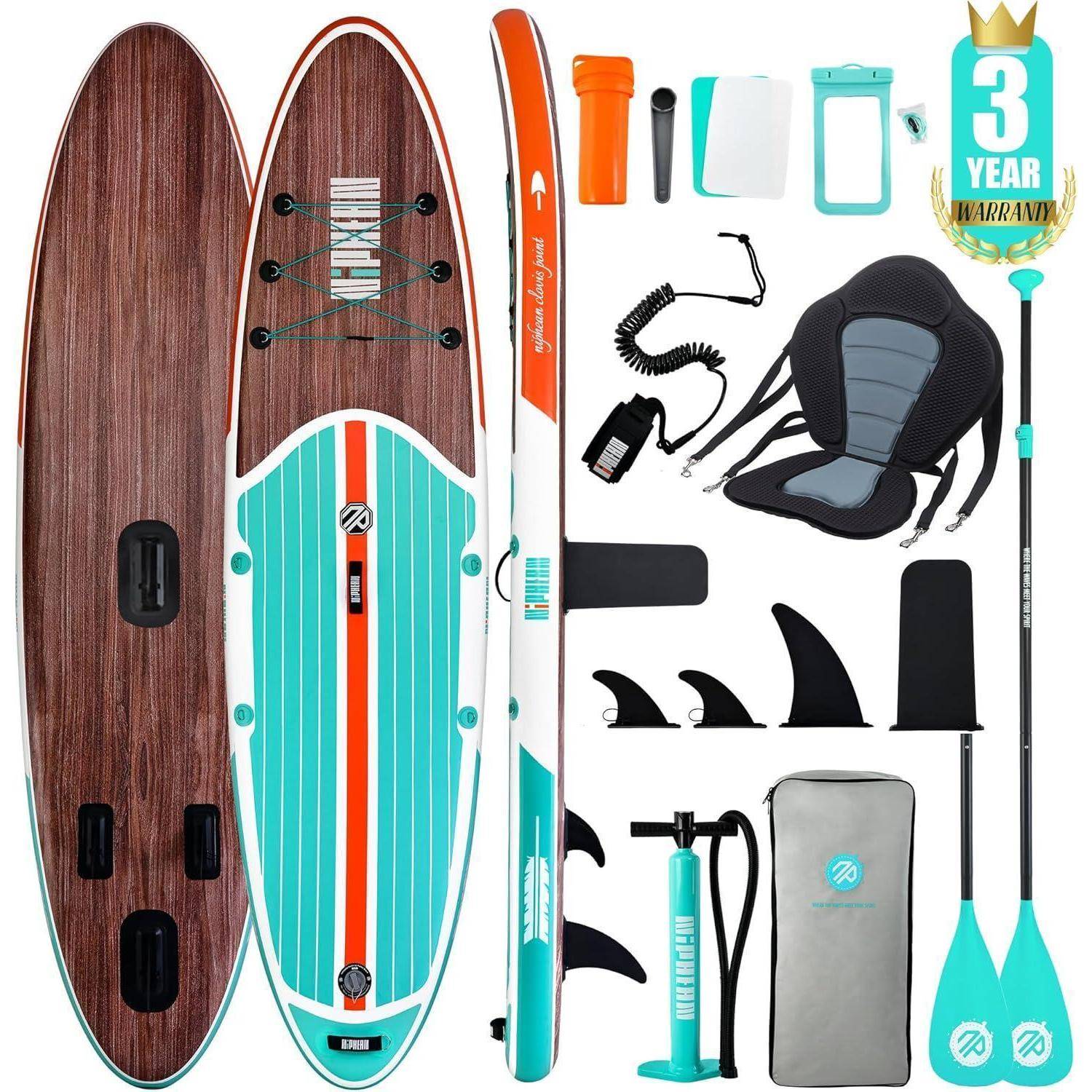 Paddleboard SUP 320cm 200kg Classic Wood Grain mit dem Balanceflügel