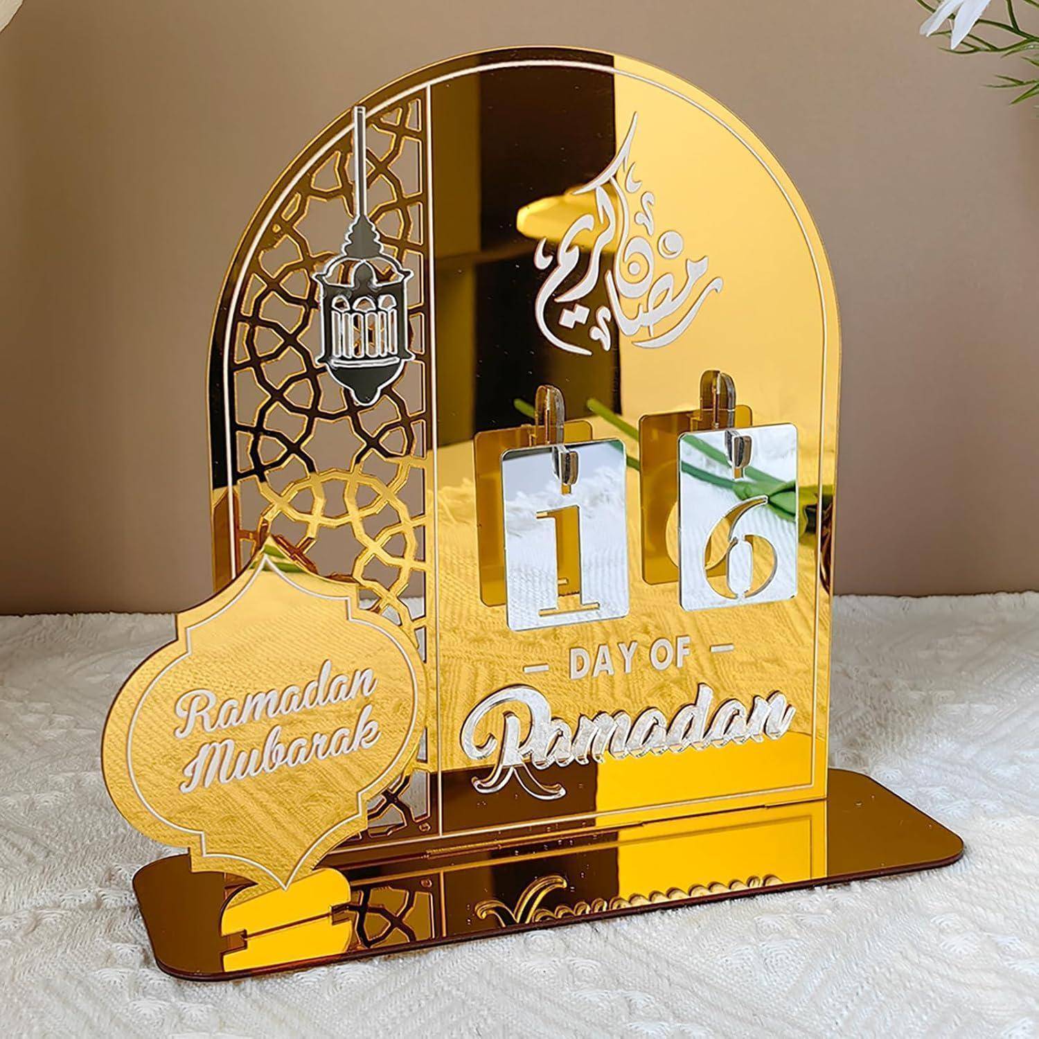 Adventskalender Ramadan Countdown Acryl Deko Eid Geschenke Gold
