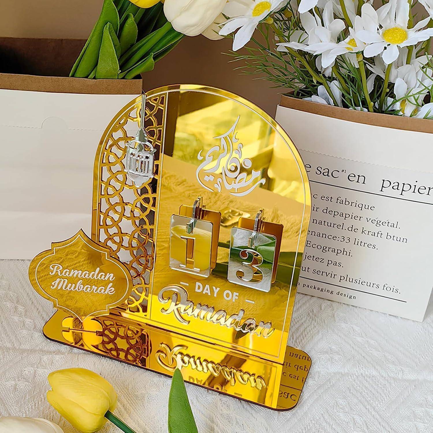 Adventskalender Ramadan Countdown Acryl Deko Eid Geschenke Gold