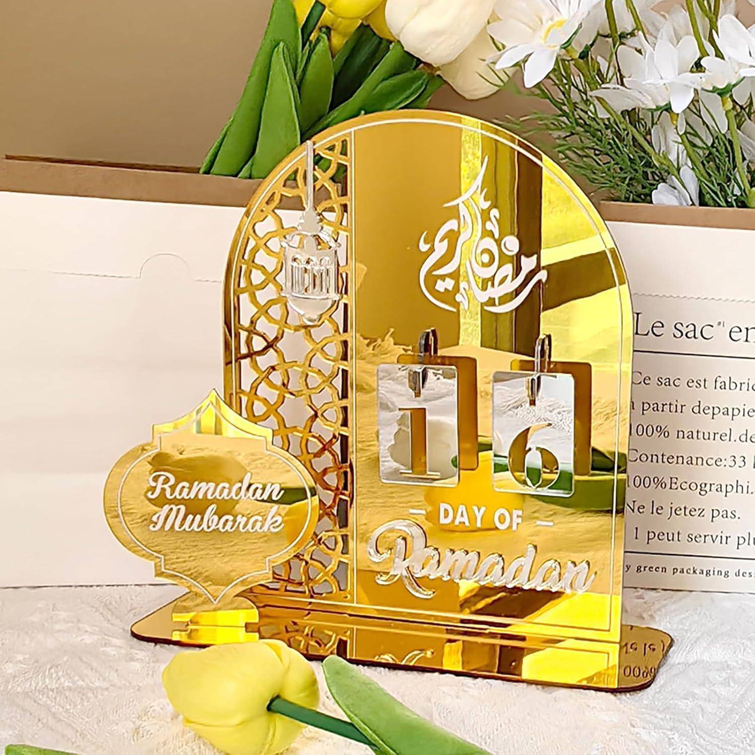 Adventskalender Ramadan Countdown Acryl Deko Eid Geschenke Gold