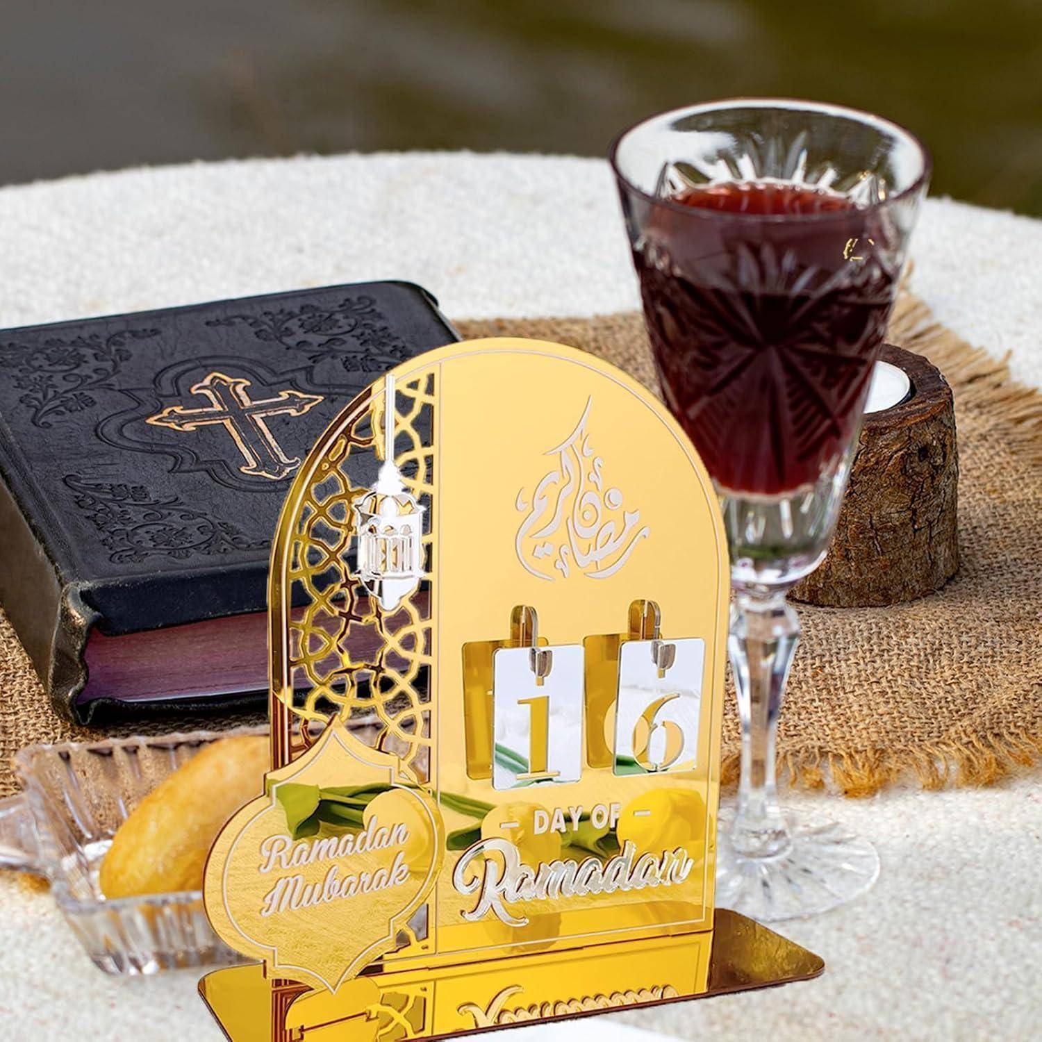 Adventskalender Ramadan Countdown Acryl Deko Eid Geschenke Gold
