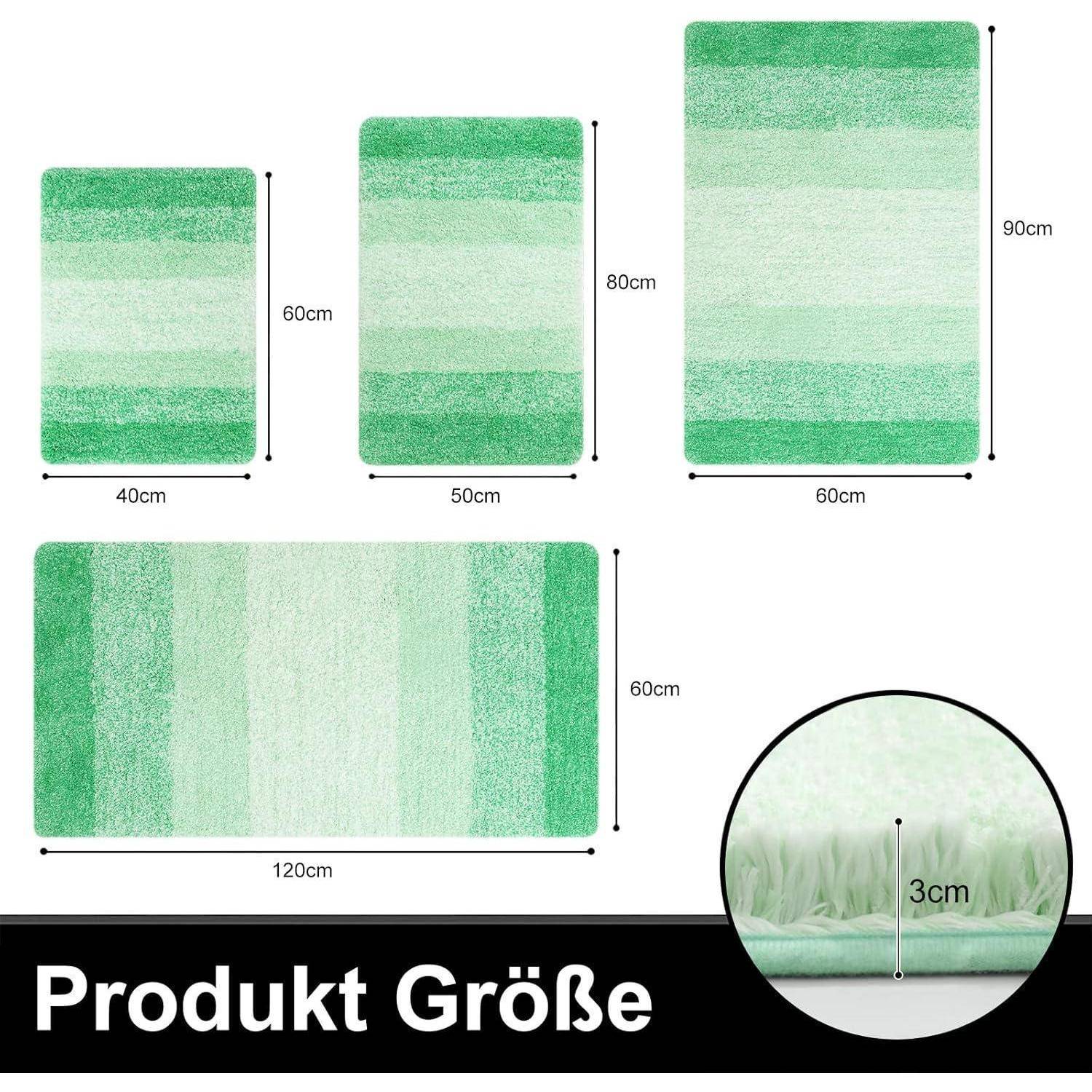 Badematte Mikrofaser rutschfest waschbar saugfähig 60x120 cm Grün