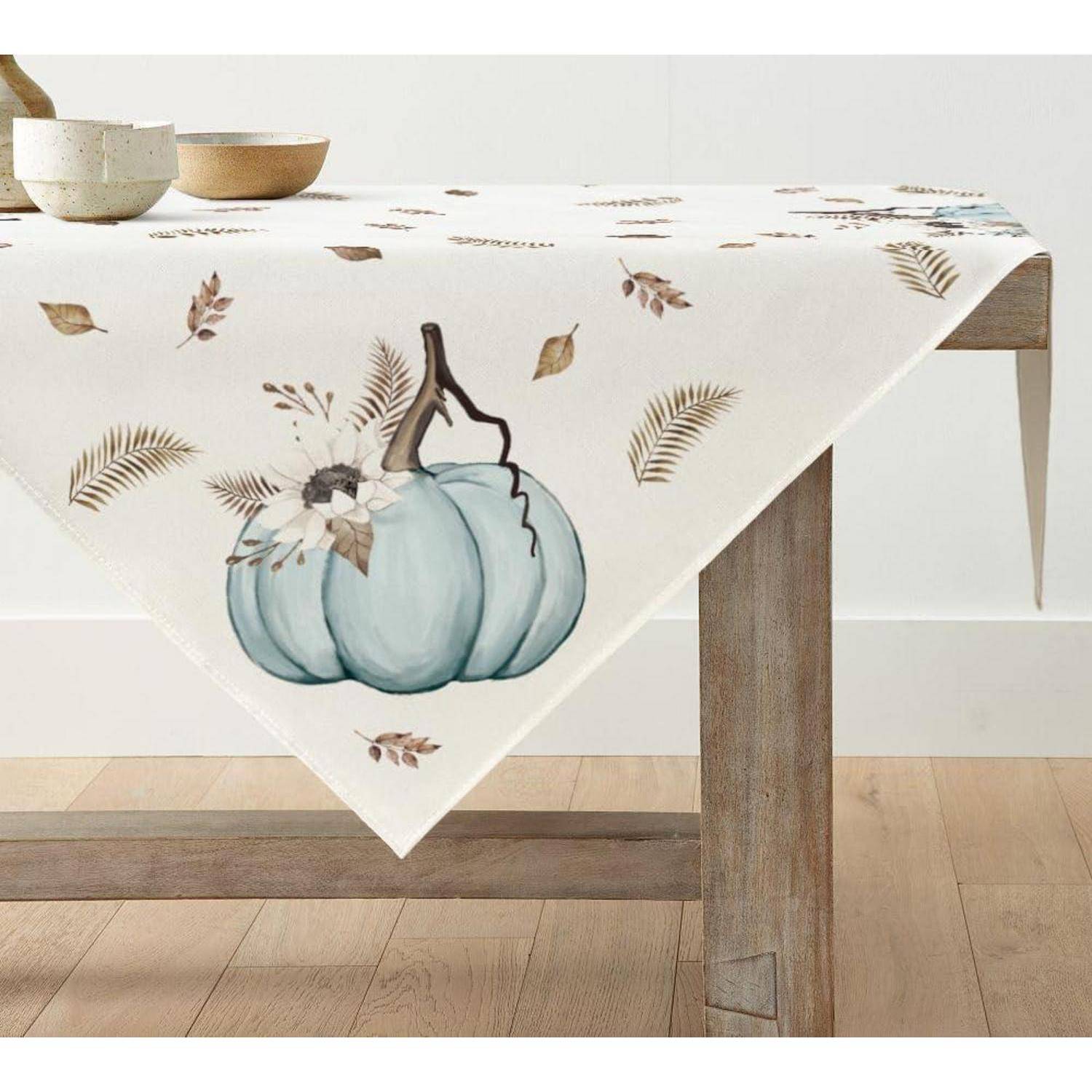 Tischdecke Herbst Kürbisse Blätter 85 x 85 cm (Quadratisch) Blau