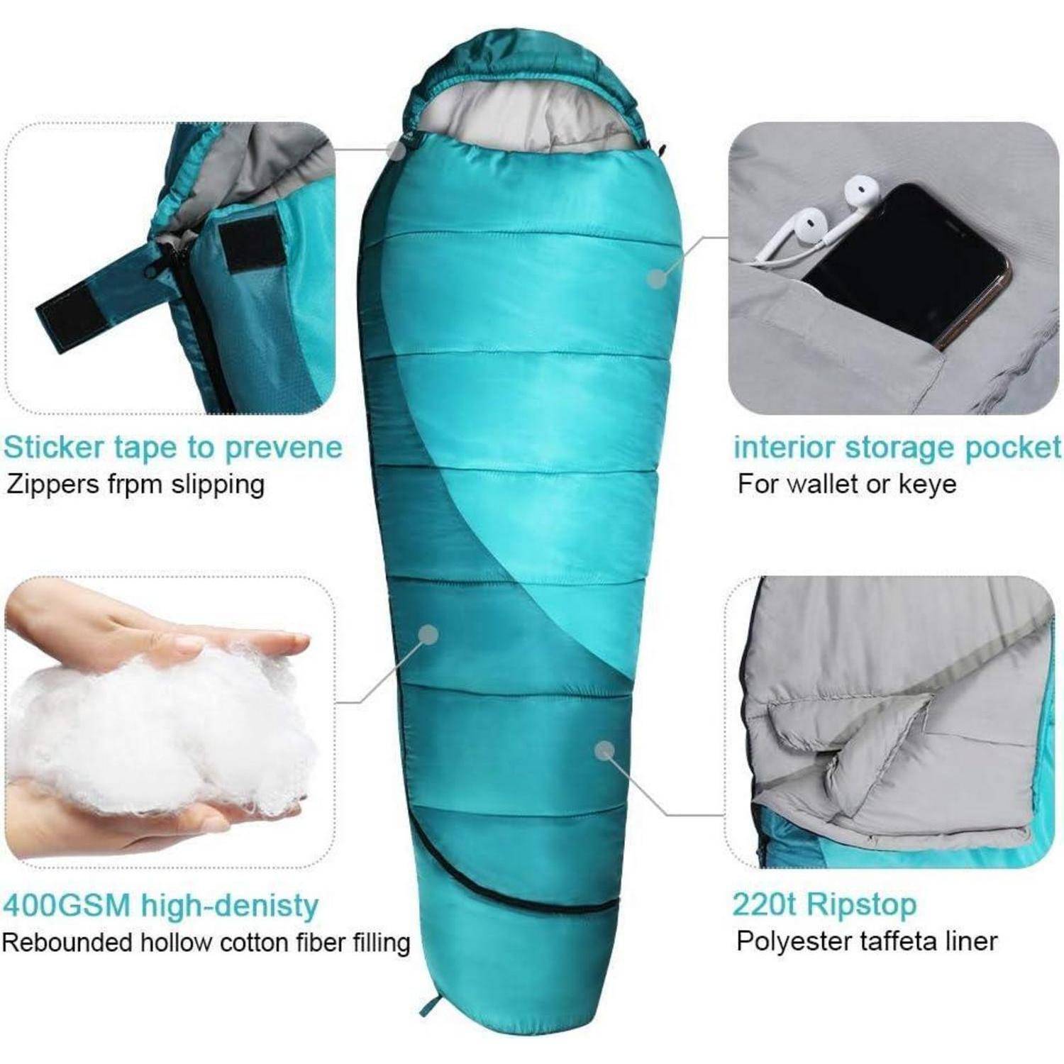 Mumienschlafsack 10C15C Wasserdicht Ultraleicht Outdoor 0°C Blau