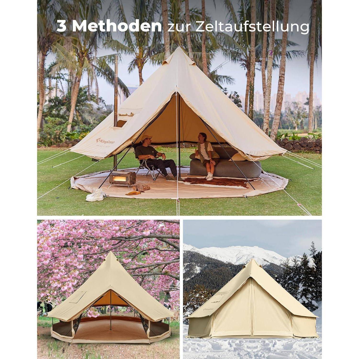Glampingzelt Glockenzelt Baumwolle 6 12 KHAN 4M T C 210g Base Camp