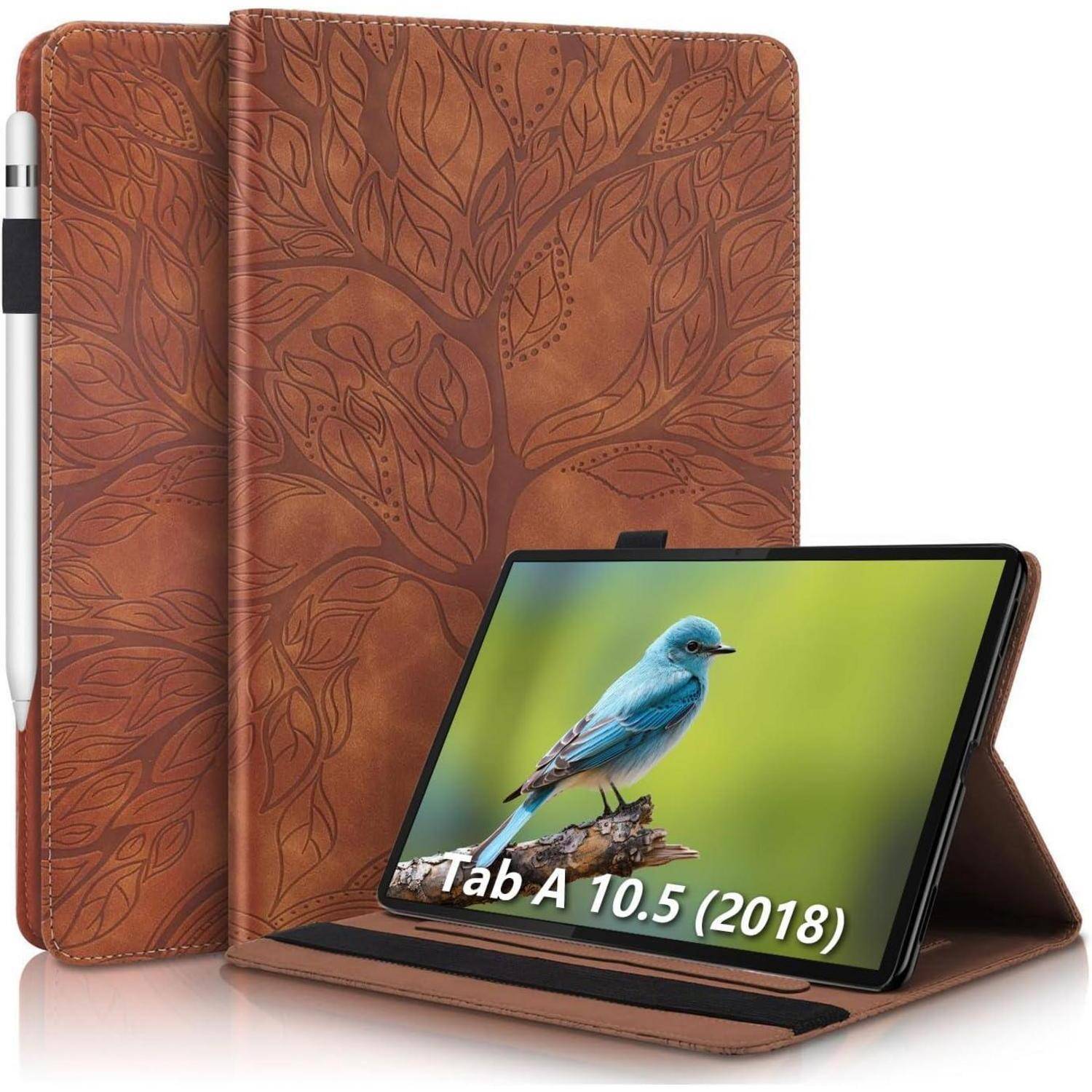Tablet Hülle Galaxy Tab A 10.5 2018 PU Leder Flip Ständer Baum Braun