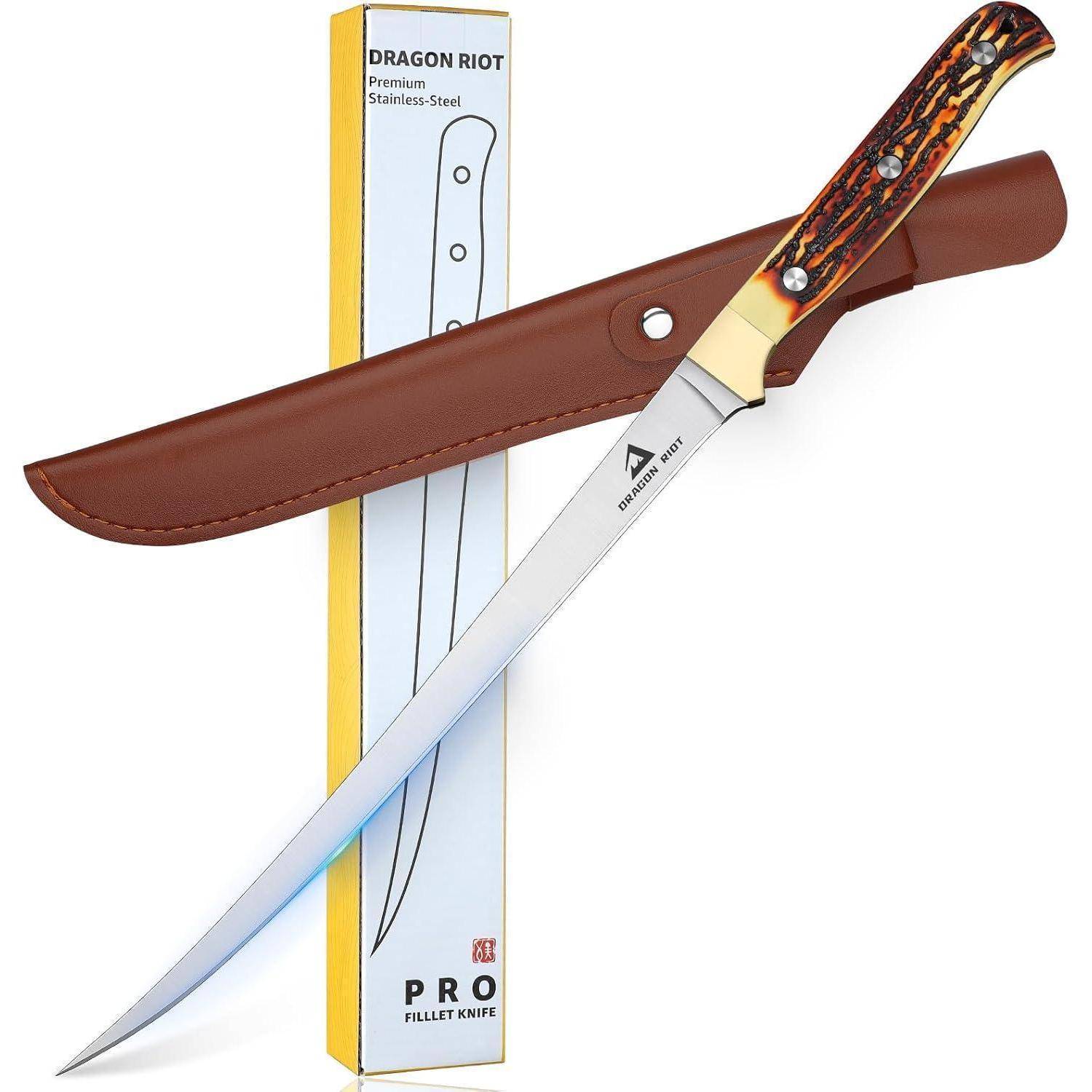 Filetiermesser Edelstahl Scheide Antirutschgriff 22CM