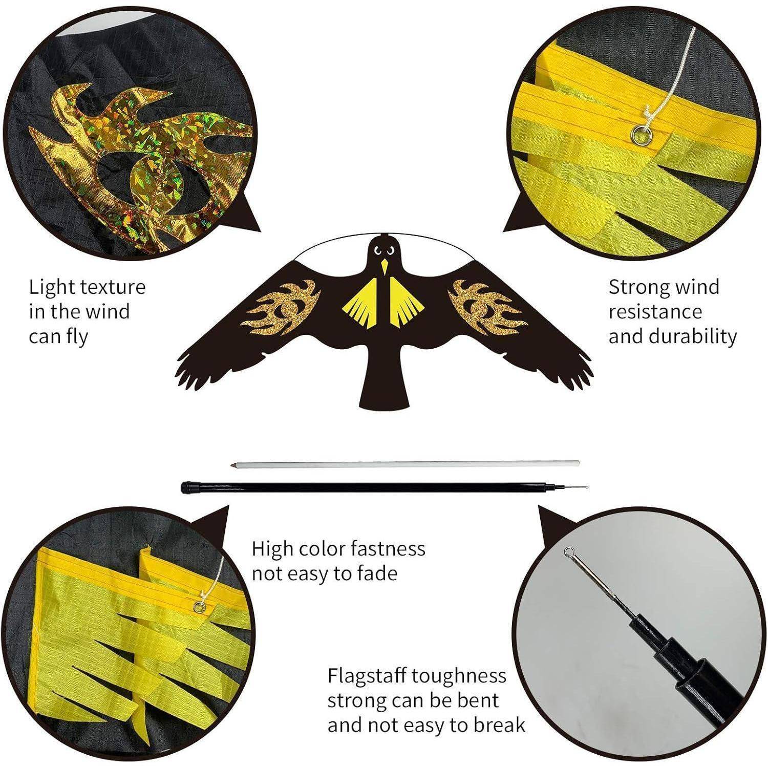 Cometa Espantapájaros Voladora Protector Aves 4.0 Meter Rot-4M Stange