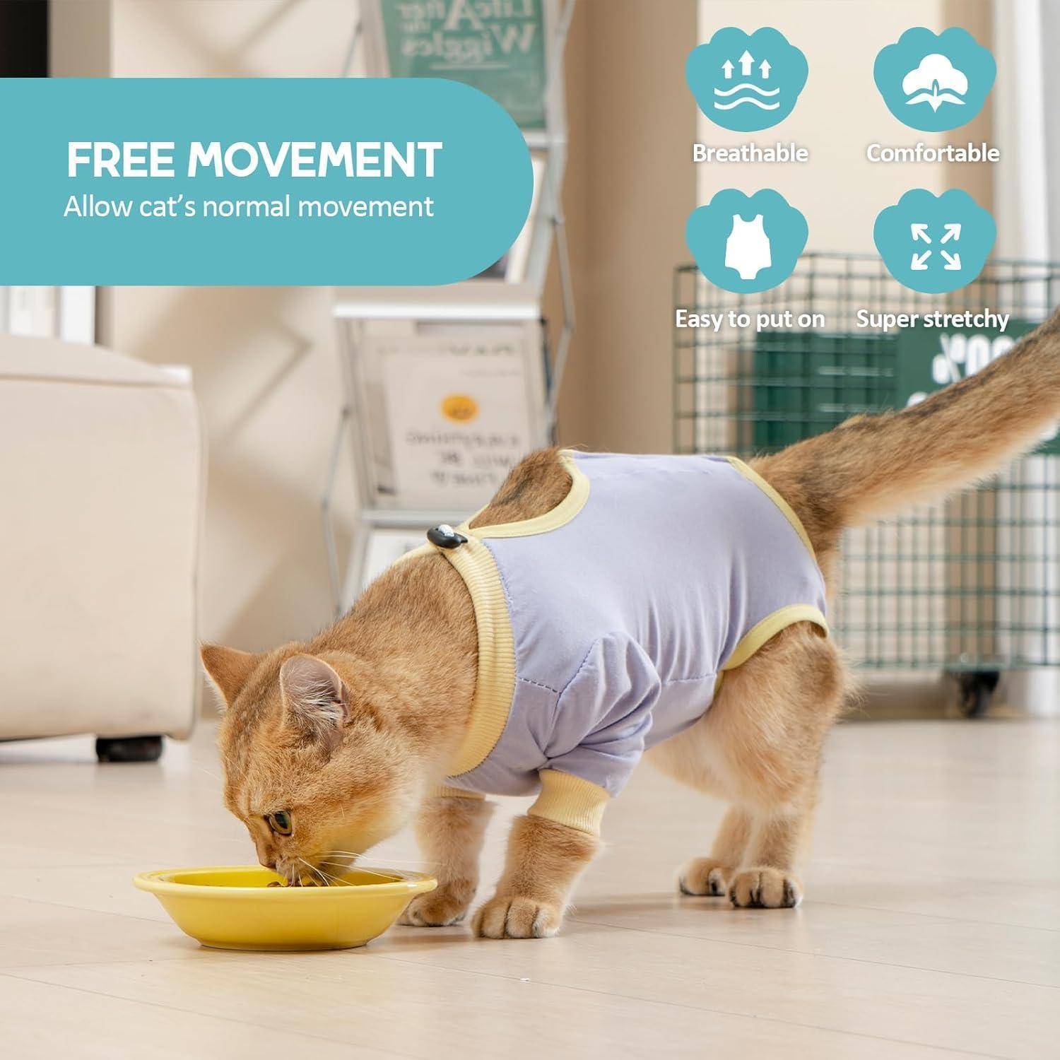 Katzenbody Leckschutz Erholungsanzug Kastration Lavender S