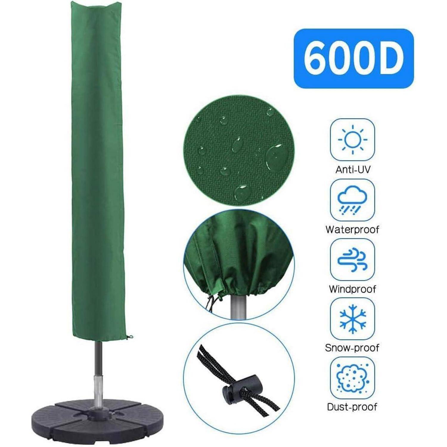 Sonnenschirm Schutzhülle Wasserdicht 2m 600D PVC 153x30x30cm 153-grün