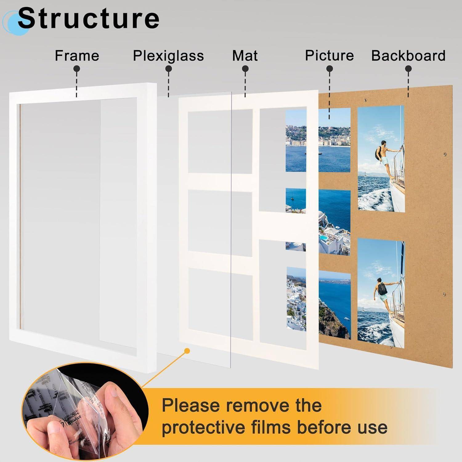 Bilderrahmen 5 Bilder mehrere Fotos Weiß 28x36cm