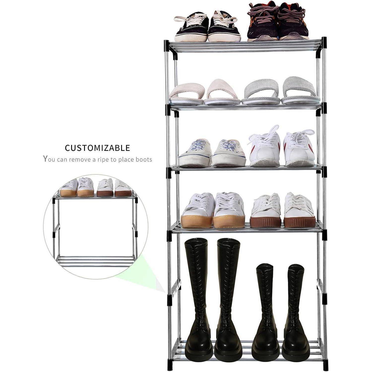 Schuhregal stapelbar 3stöckig Flur Schrank Aufbewahrung 3-Tier Schwarz