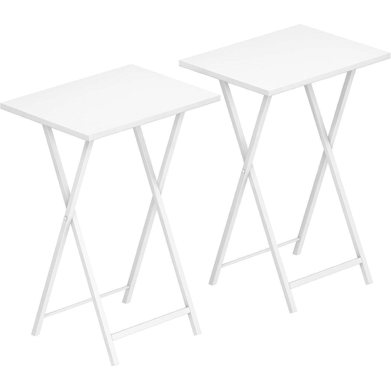 Beistelltische klappbar Tabletttisch 2er Set Industriestil Weiß