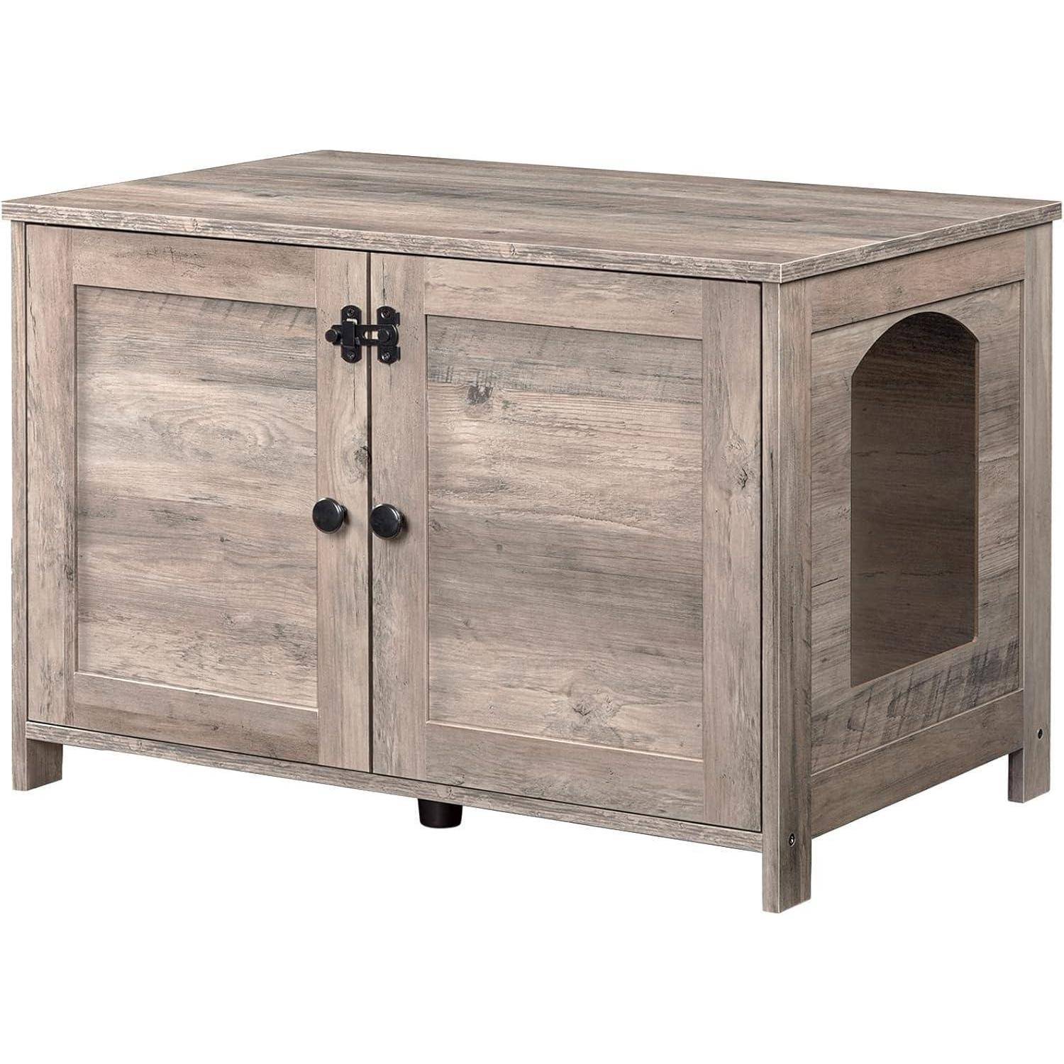 Katzenschrank Katzenklo Katzenhaus Sitzbank 80 x 50,5 x 54 cm Greige