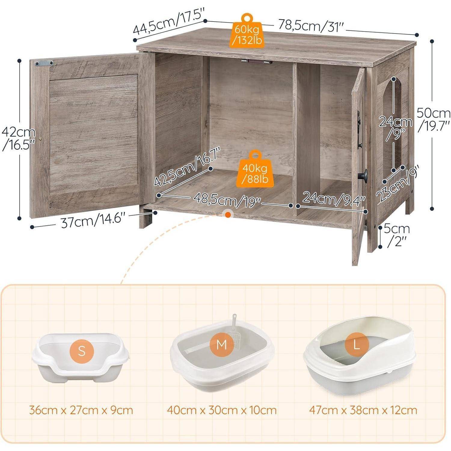 Katzenschrank Katzenklo Katzenhaus Sitzbank 80 x 50,5 x 54 cm Greige
