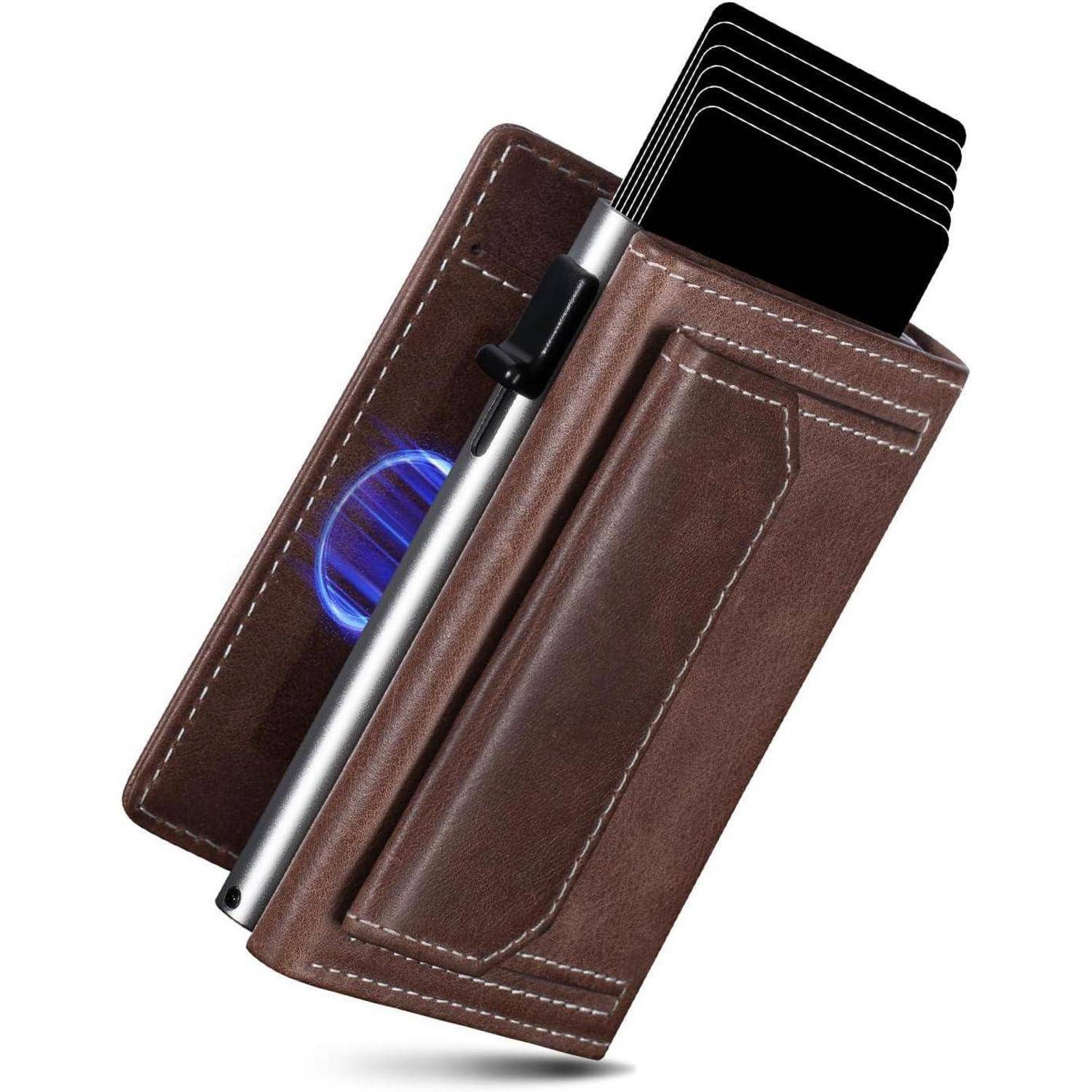Geldbörse Herren RFID Magnetverschluss Braun Silbrig XL-Münzfach