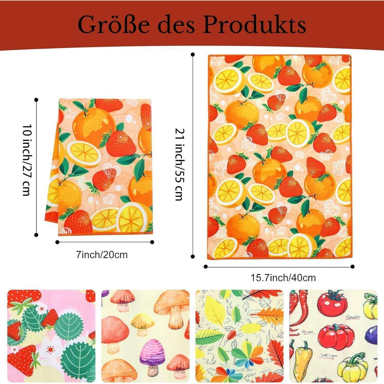 Geschirrtücher 5er 55x40 Polyester Früchte Blumen Gemüse Rekordernte