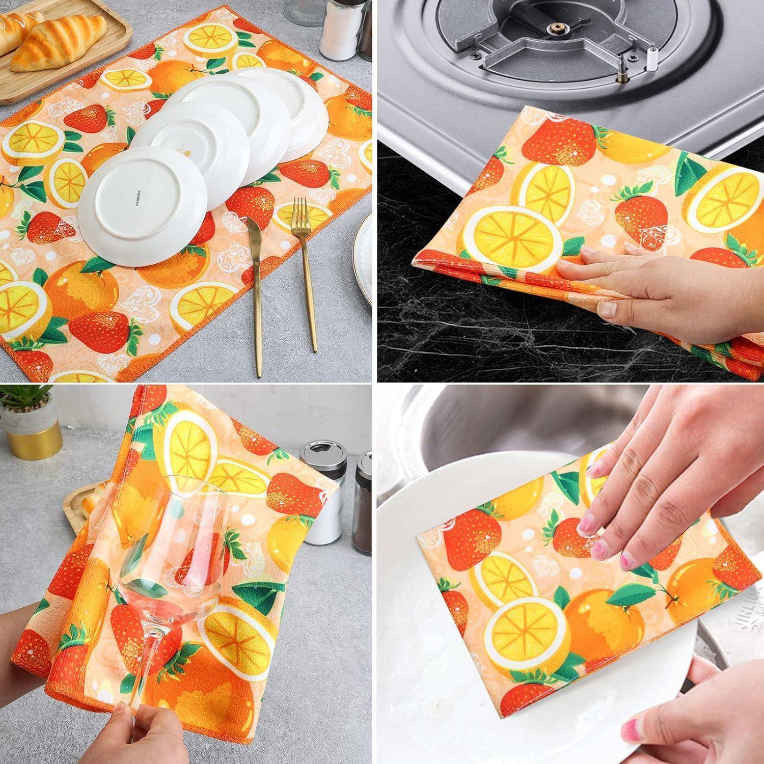 Geschirrtücher 5er 55x40 Polyester Früchte Blumen Gemüse Rekordernte