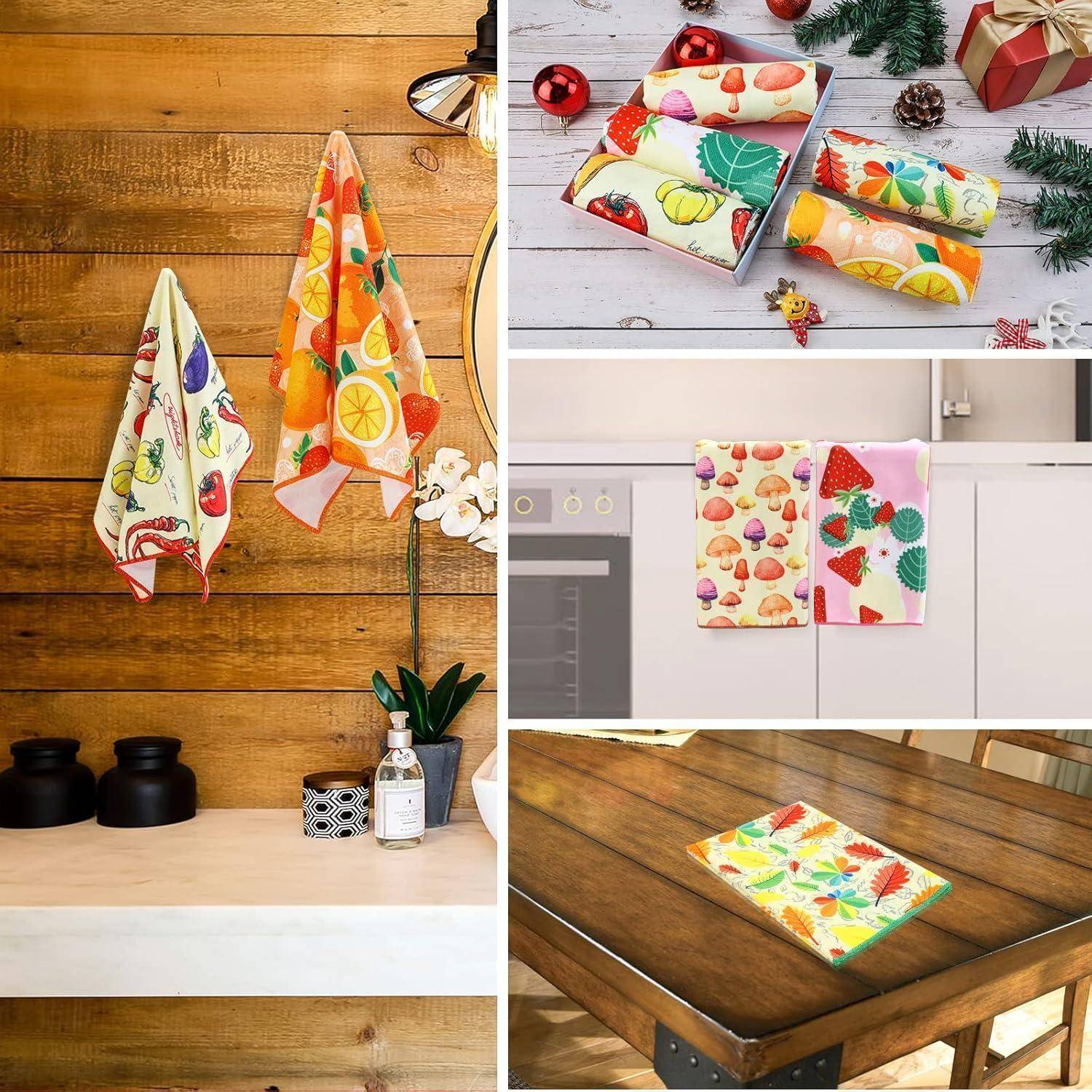 Geschirrtücher 5er 55x40 Polyester Früchte Blumen Gemüse Rekordernte