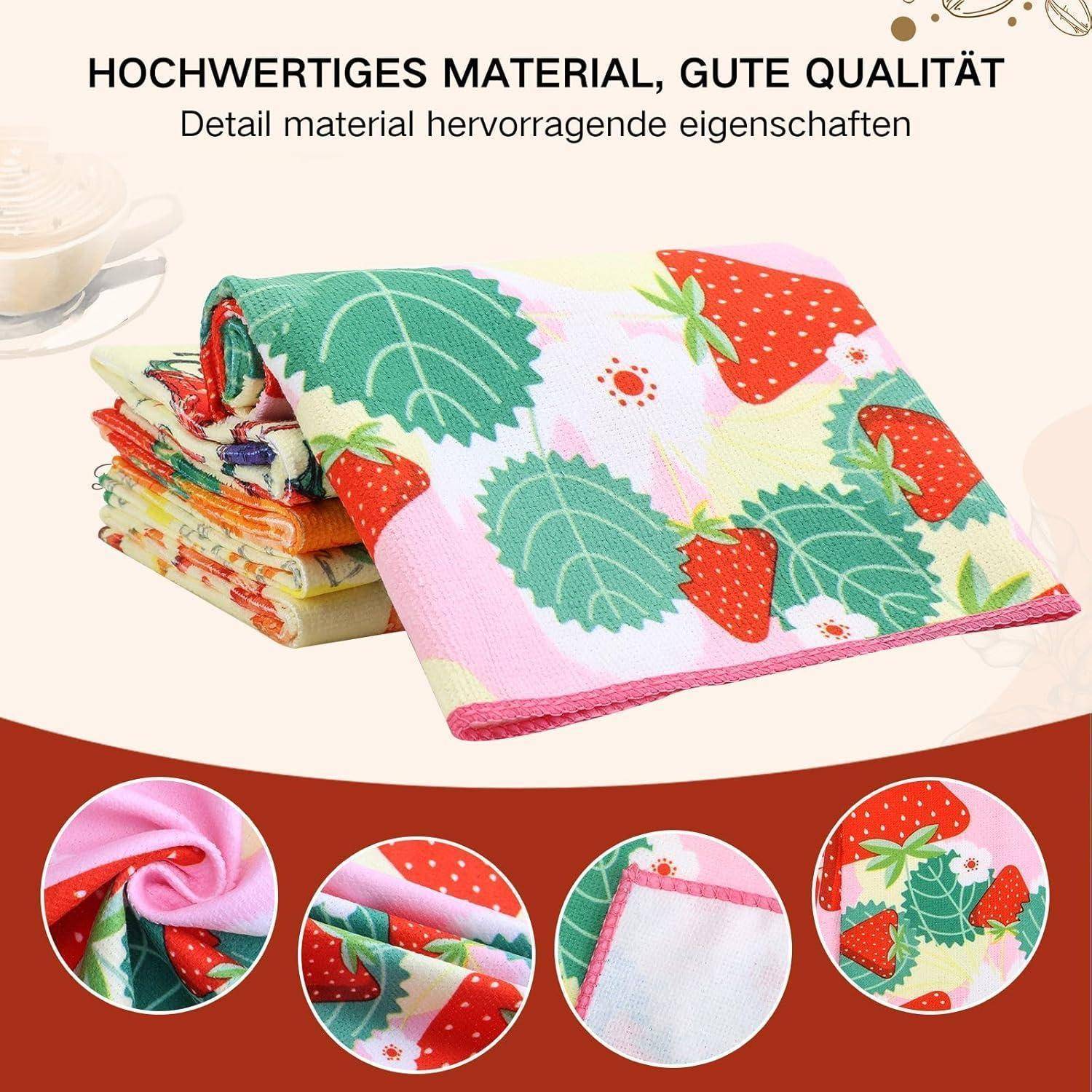 Geschirrtücher 5er 55x40 Polyester Früchte Blumen Gemüse Rekordernte