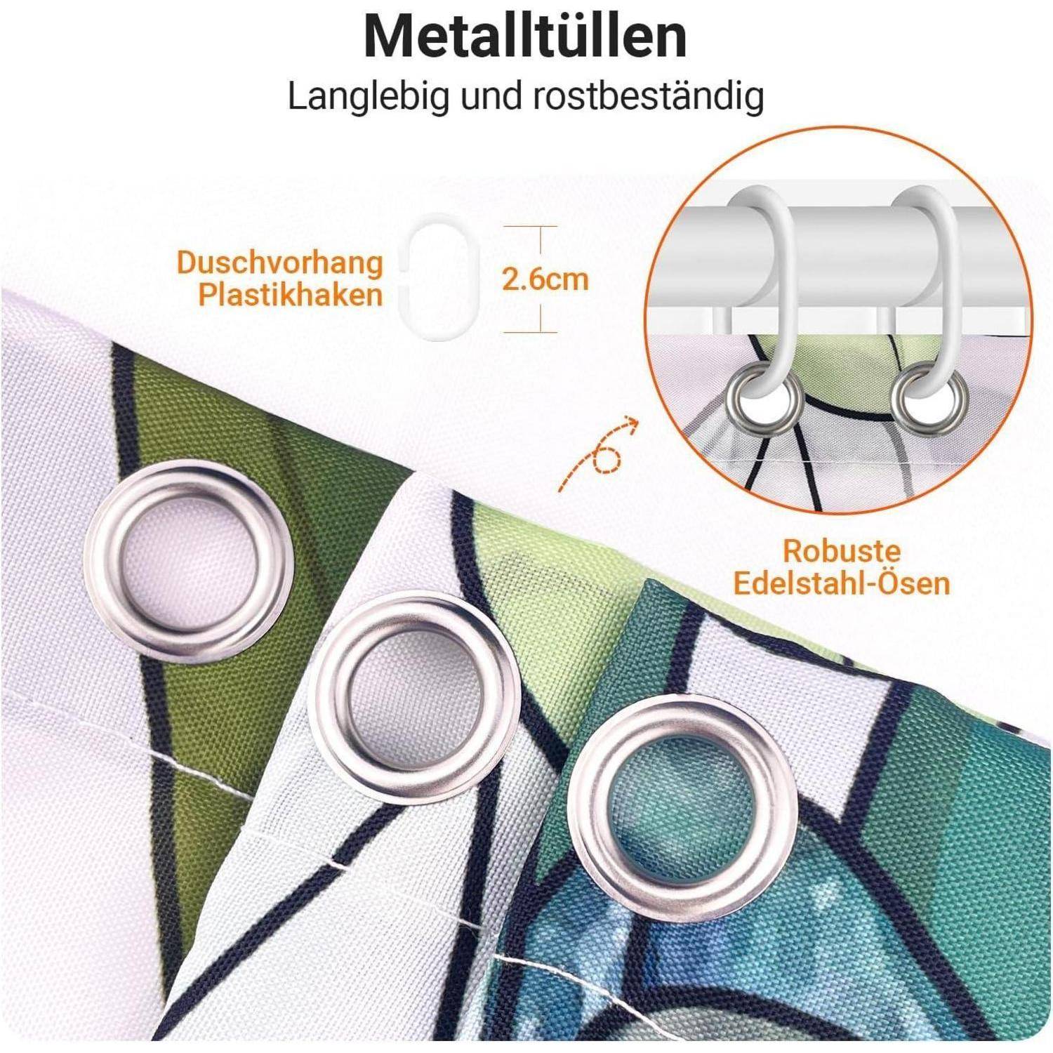 Duschvorhang 100x180 Grün Polyester Grüne Grasblume 100 x 180 cm