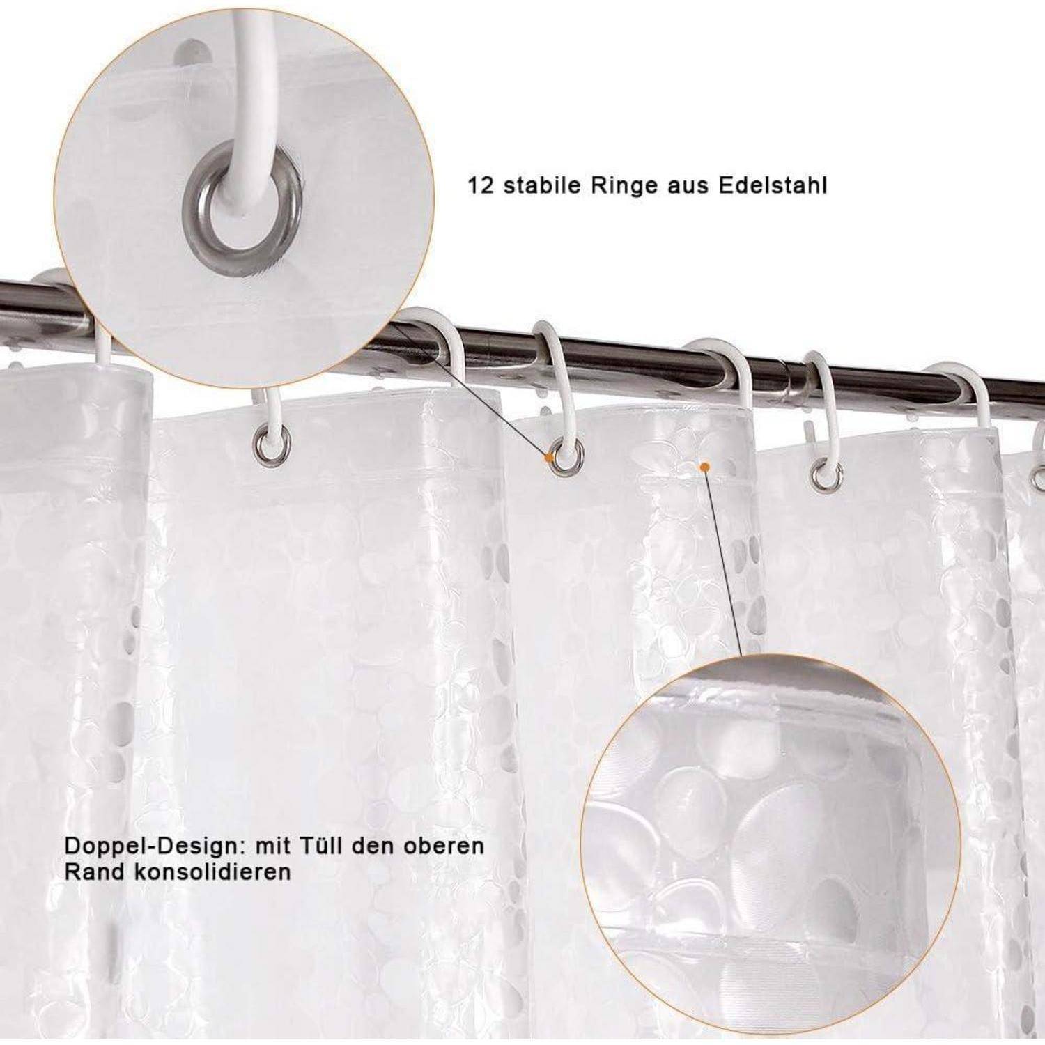 Duschvorhang Wasserdicht A-transparent H200 x B180 cm (1er Pack)