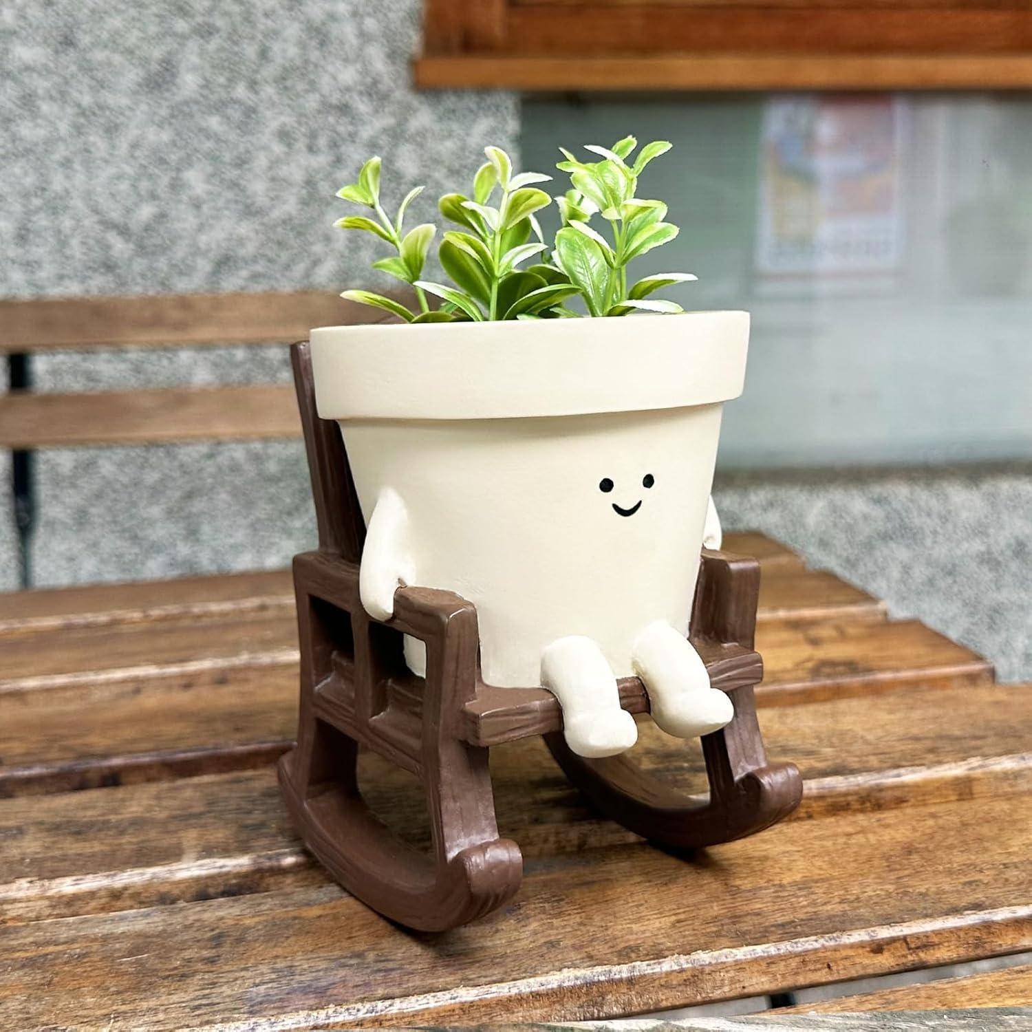 Blumentopf Smiley Gesicht Kunstharz Sukkulententopf Schaukelstuhl