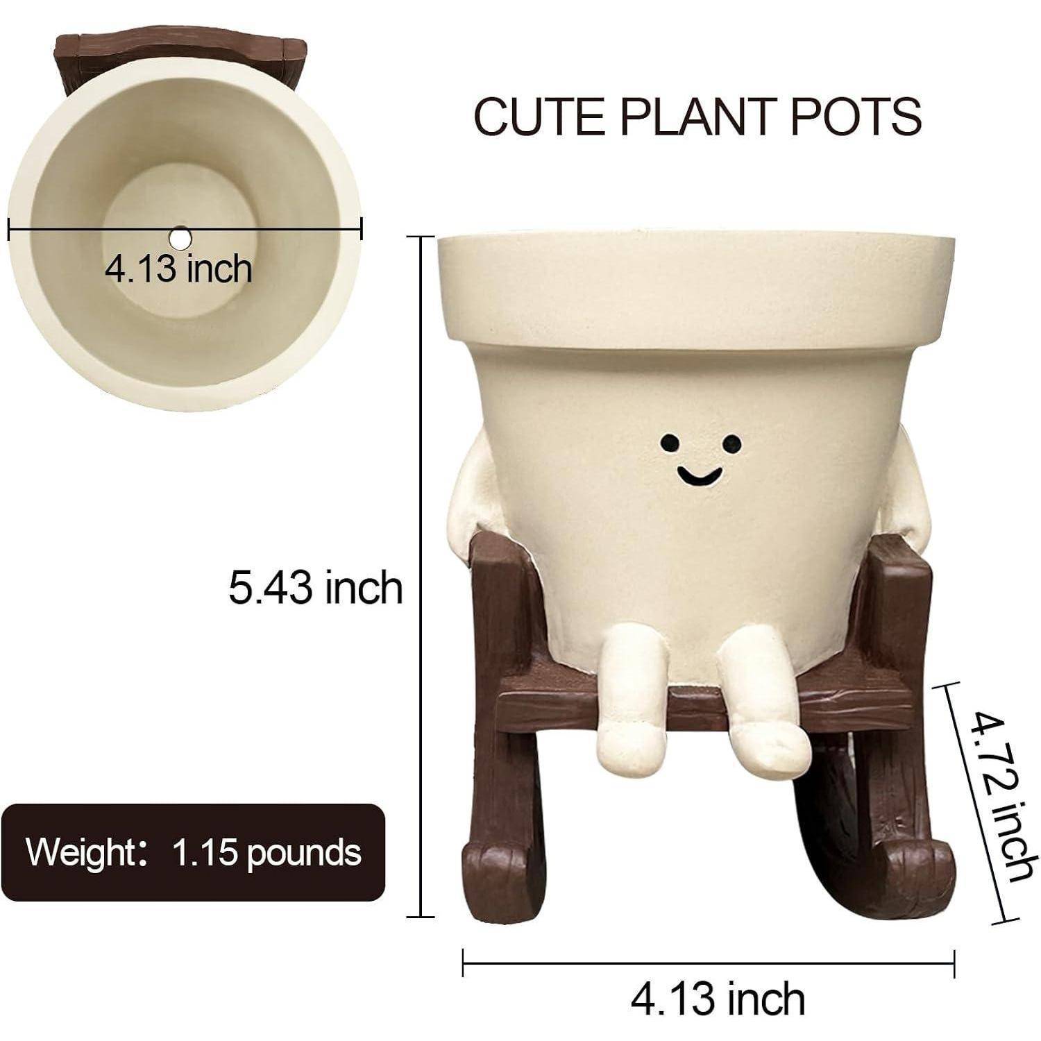 Blumentopf Smiley Gesicht Kunstharz Sukkulententopf Schaukelstuhl