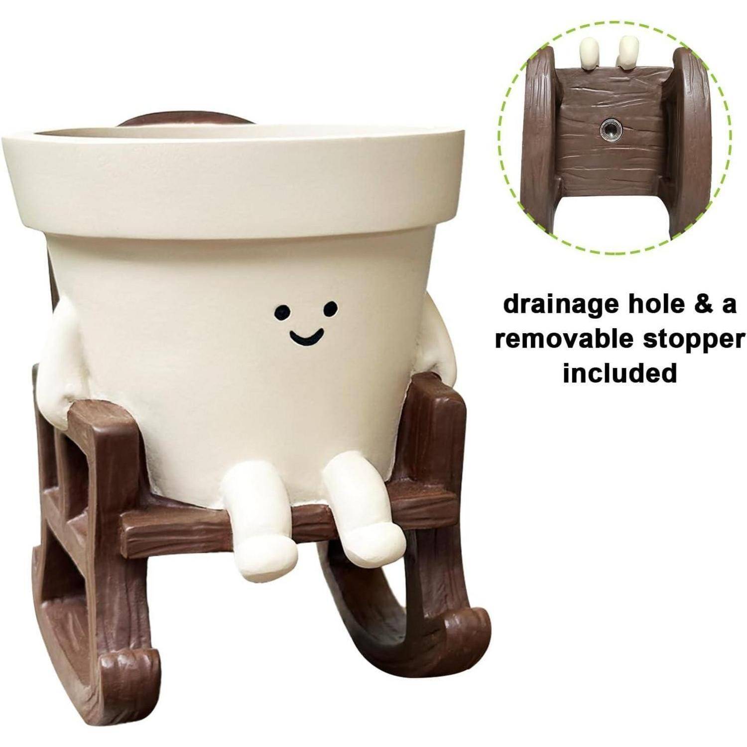 Blumentopf Smiley Gesicht Kunstharz Sukkulententopf Schaukelstuhl