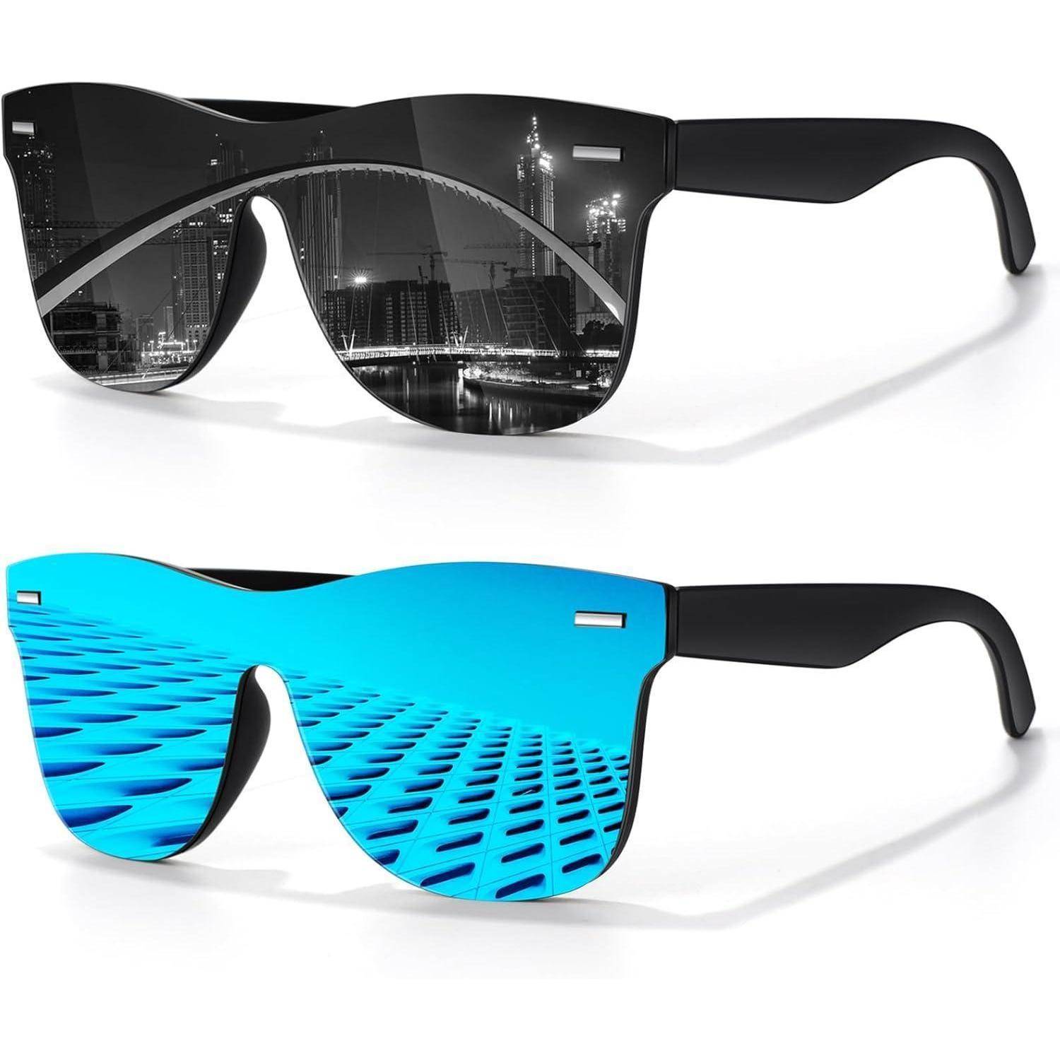 Sonnenbrille Herren Damen 2er-pack Schwarz Grau Schwarz Blau