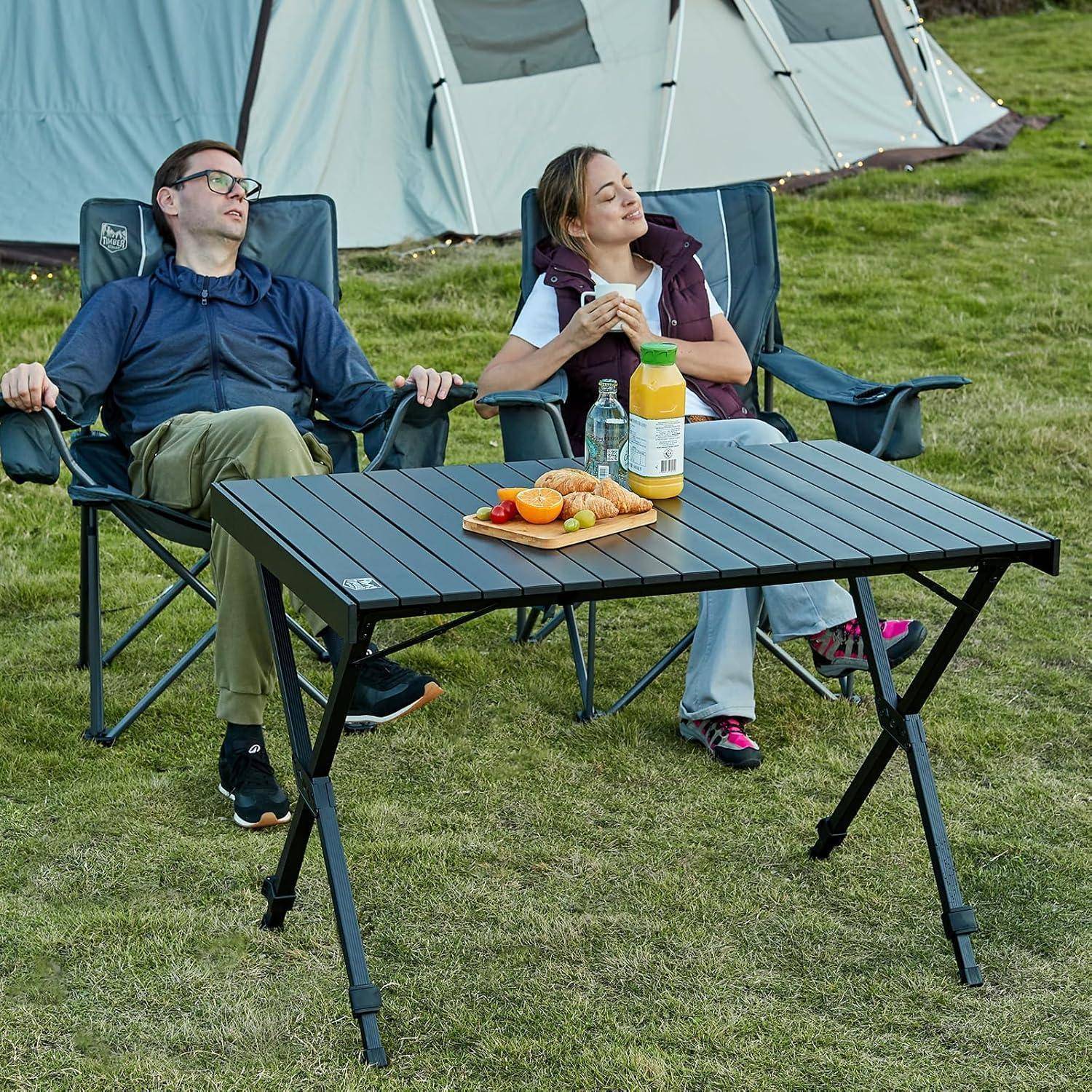 Campingtisch Klappbar Höhenverstellbar Aluminium 108x71cm Schwarz