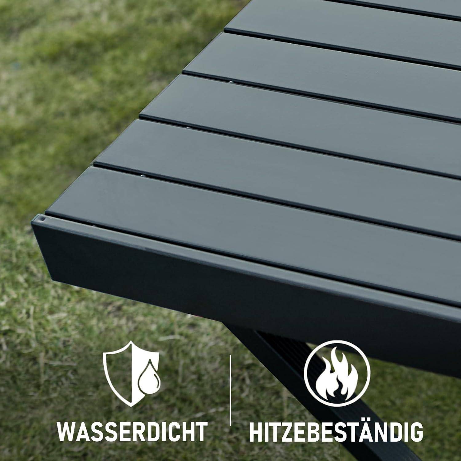 Campingtisch Klappbar Höhenverstellbar Aluminium 108x71cm Schwarz