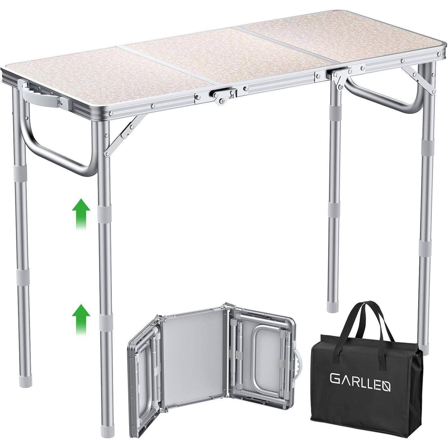 Campingtisch Klappbar 3 Höhen 26 48 Weiß 87x40cm 3 verstellbare Höhe