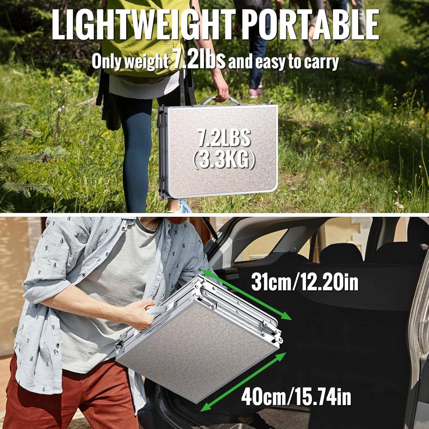 Campingtisch Klappbar 3 Höhen 26 48 Weiß 87x40cm 3 verstellbare Höhe