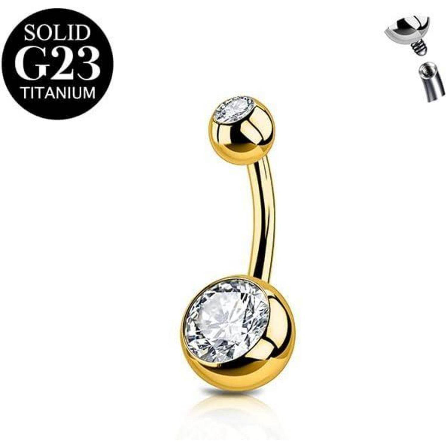 Bauchnabelpiercing Titan Chirurgenstahl 14G 10mm 12mm B-8mm-Gold