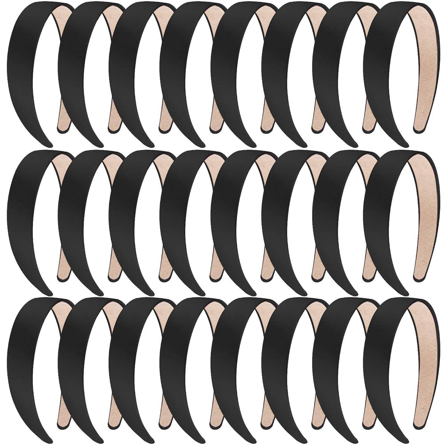 Stirnband Satin 25mm AntiRutsch Frauen Schwarz 1 Stück (24er Pack)