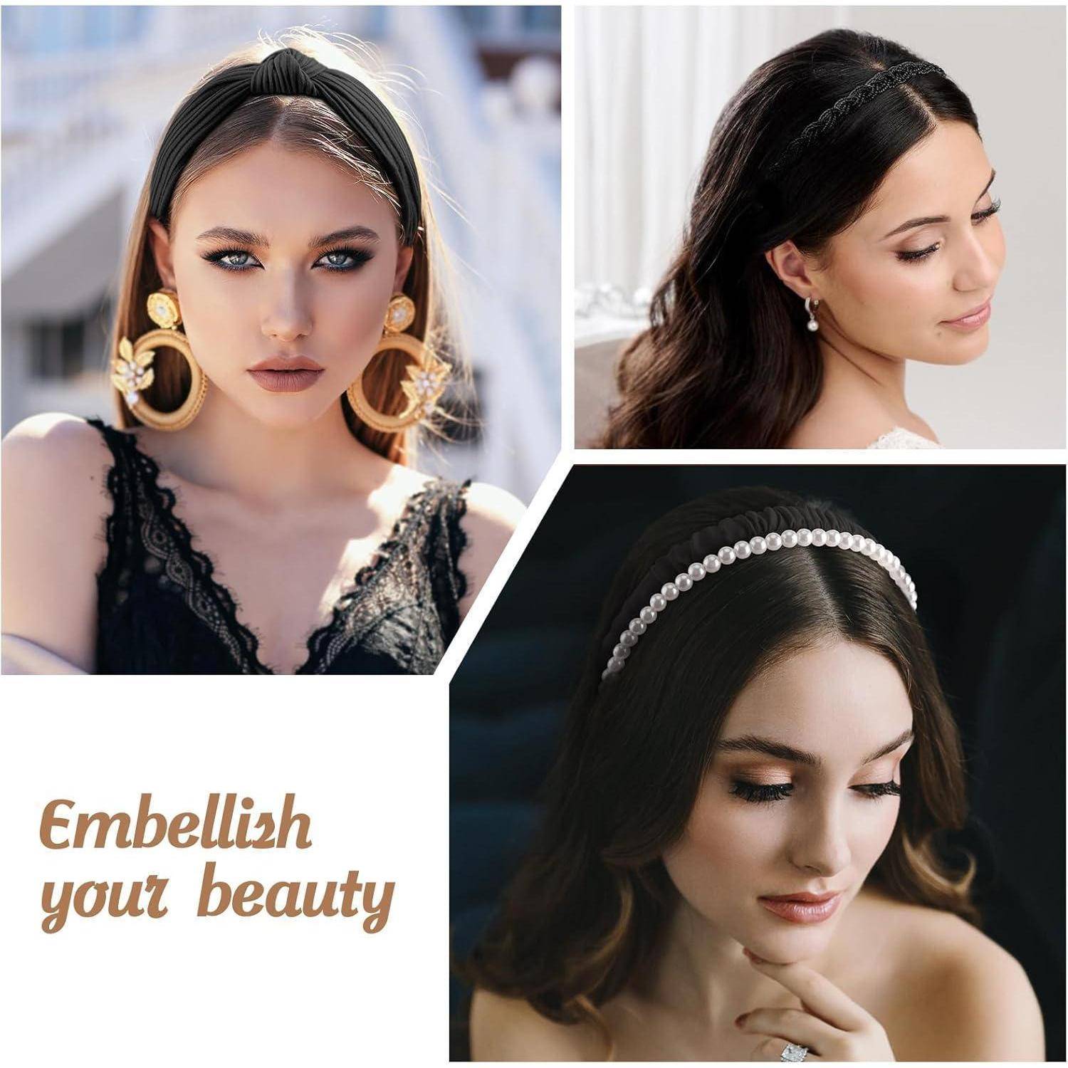Haarreifen Damen Set Perlenstirnband 7 Pcs Hair Hoop Set B 7