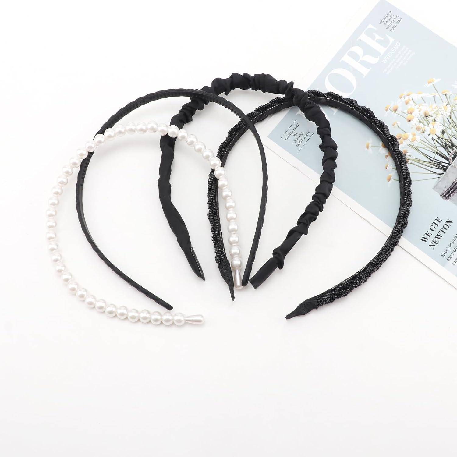 Haarreifen Damen Set Perlenstirnband 7 Pcs Hair Hoop Set B 7