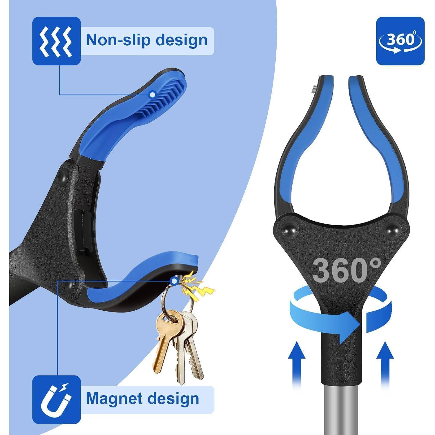 Greifzange 91cm Magnet Greifarm 360 drehbar Senioren 91cm Bleu